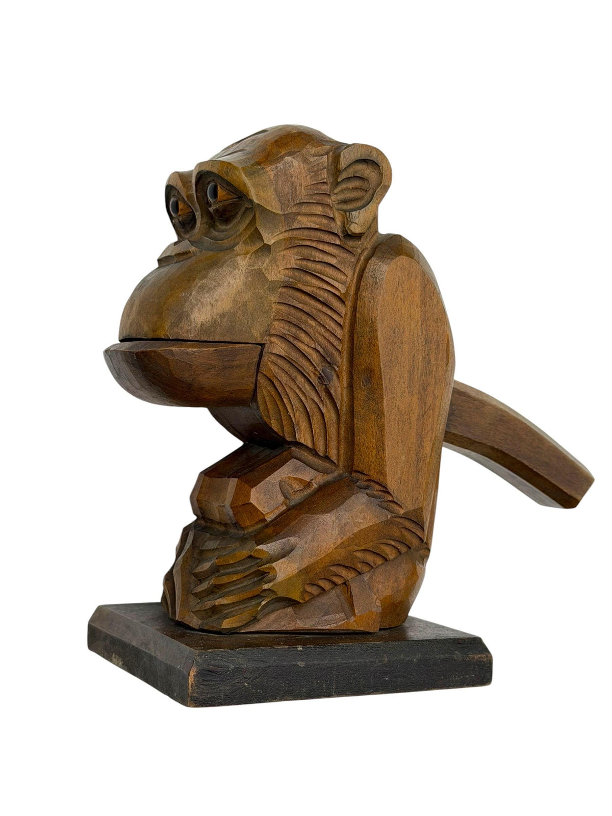 Art deco cubist nutcracker monkey wood glass eyes 1920 antique cubism ape