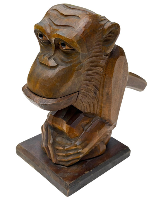 Art deco cubist nutcracker monkey wood glass eyes 1920 antique cubism ape