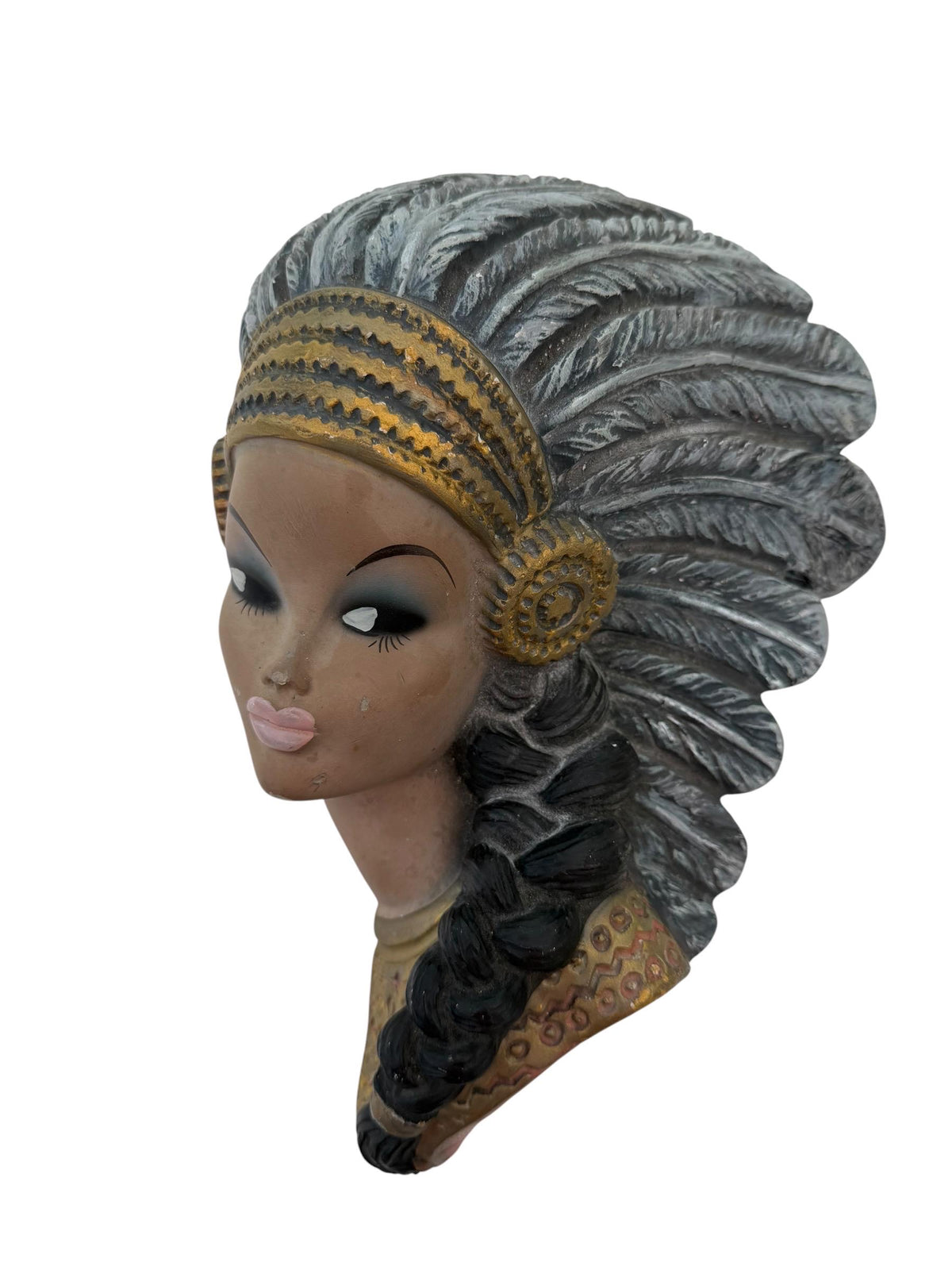 Mid-Century Alex MDGM Native American Woman Wall Bust – Tretchikoff  c.1960 wall ornament