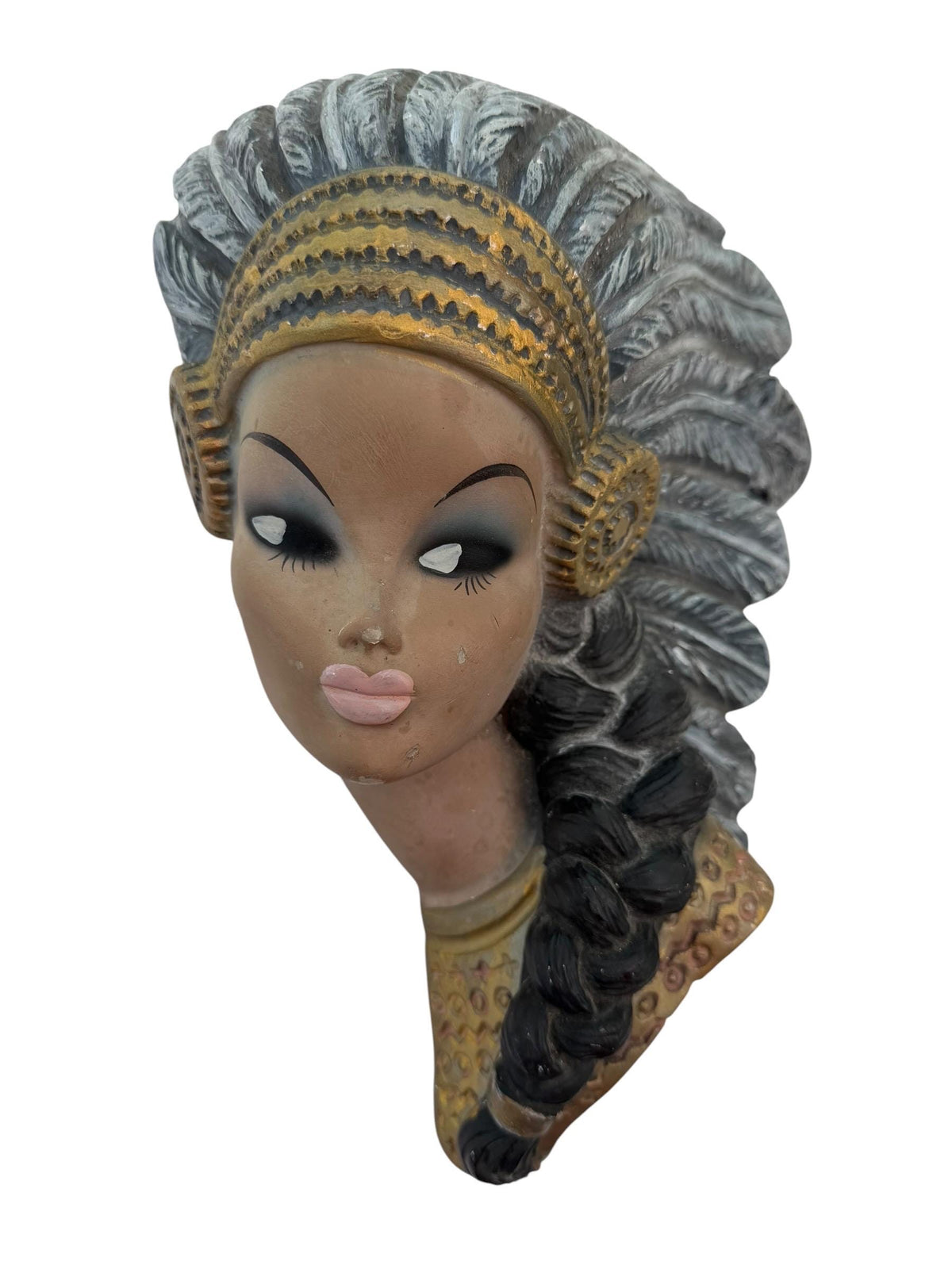 Mid-Century Alex MDGM Native American Woman Wall Bust – Tretchikoff  c.1960 wall ornament
