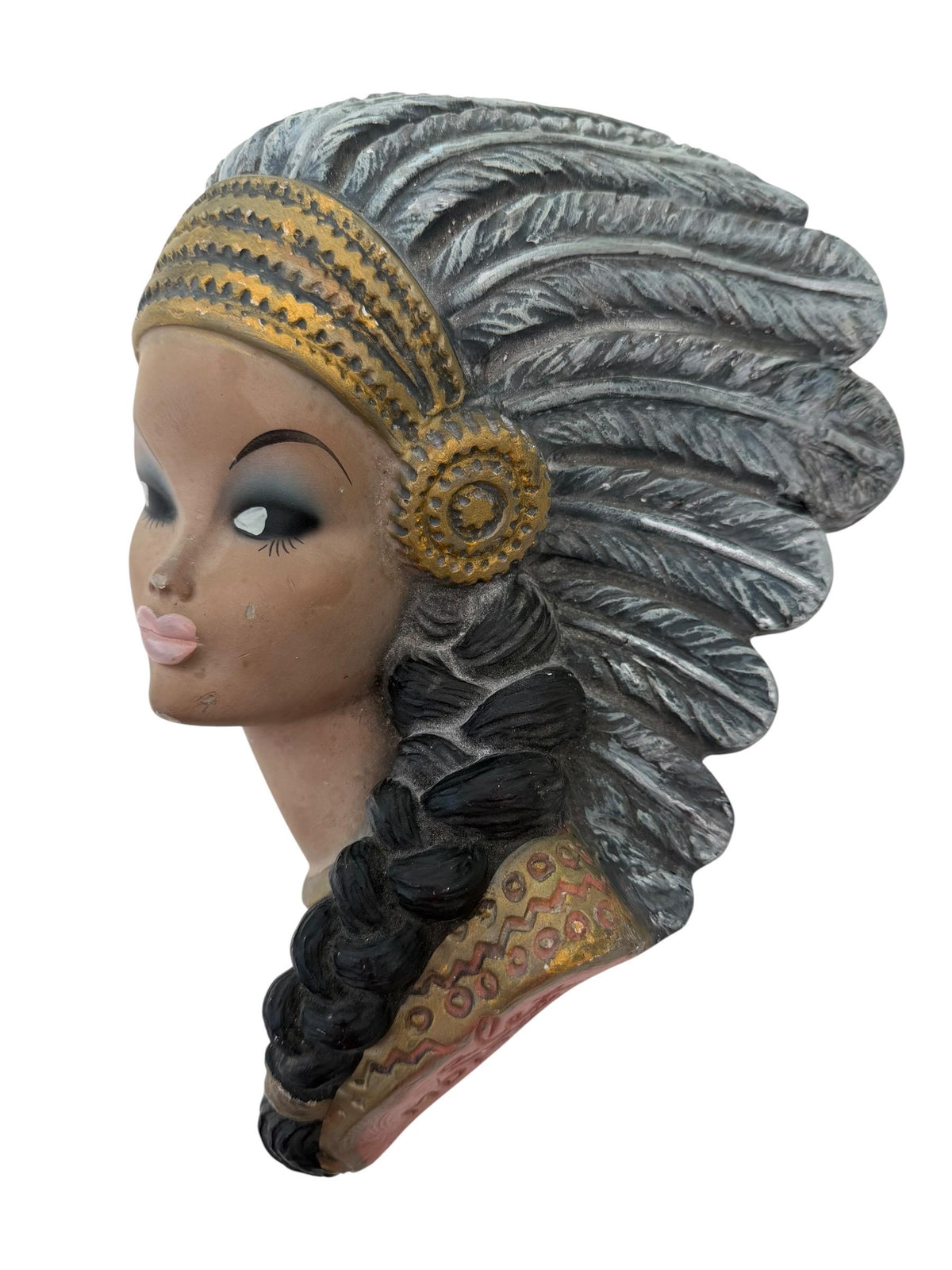 Mid-Century Alex MDGM Native American Woman Wall Bust – Tretchikoff  c.1960 wall ornament
