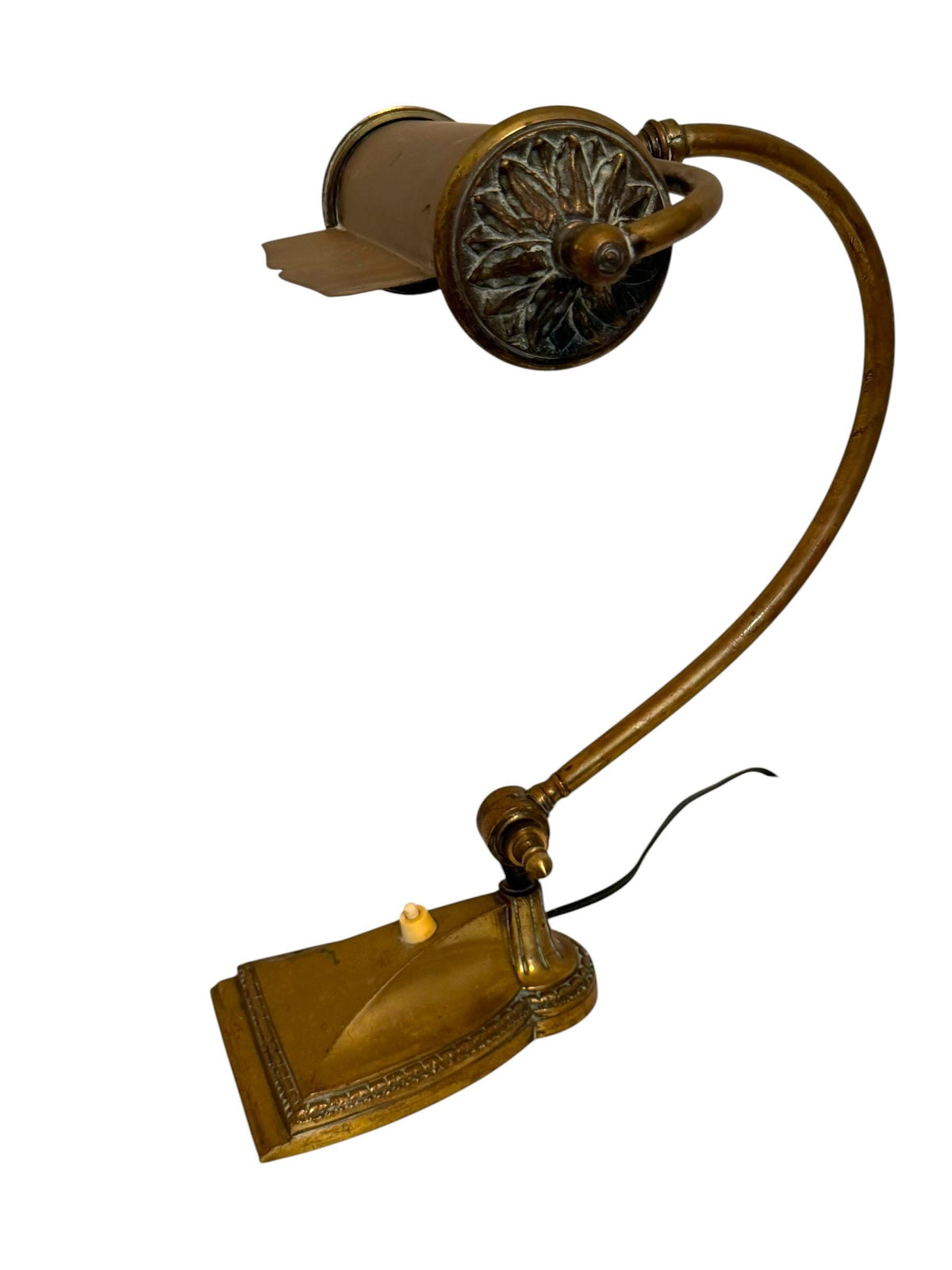 Antique French Brass bronze Adjustable Desk Lamp, Art Nouveau, circa 1900–1920 Notary banking