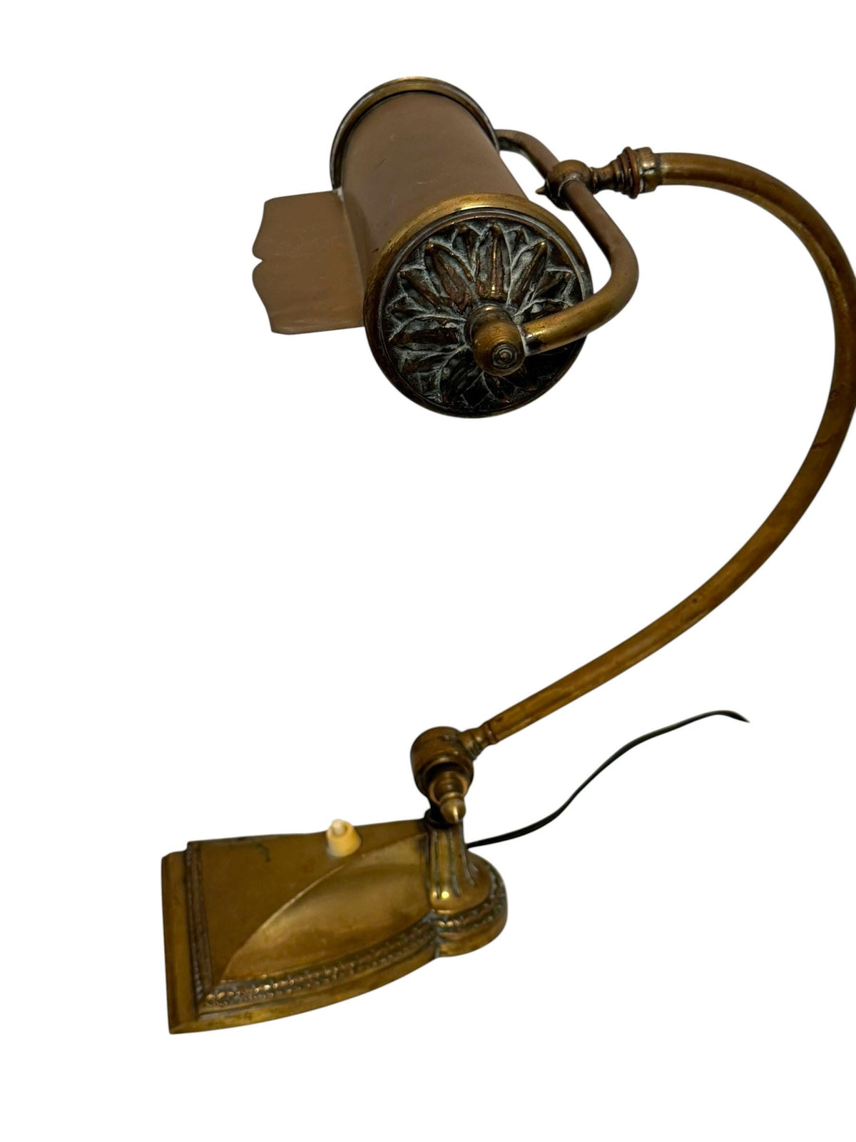 Antique French Brass bronze Adjustable Desk Lamp, Art Nouveau, circa 1900–1920 Notary banking