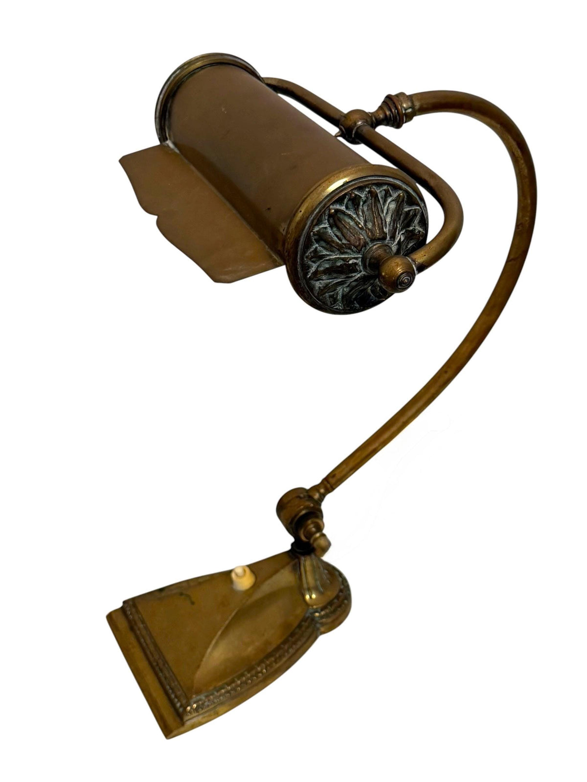 Antique French Brass bronze Adjustable Desk Lamp, Art Nouveau, circa 1900–1920 Notary banking