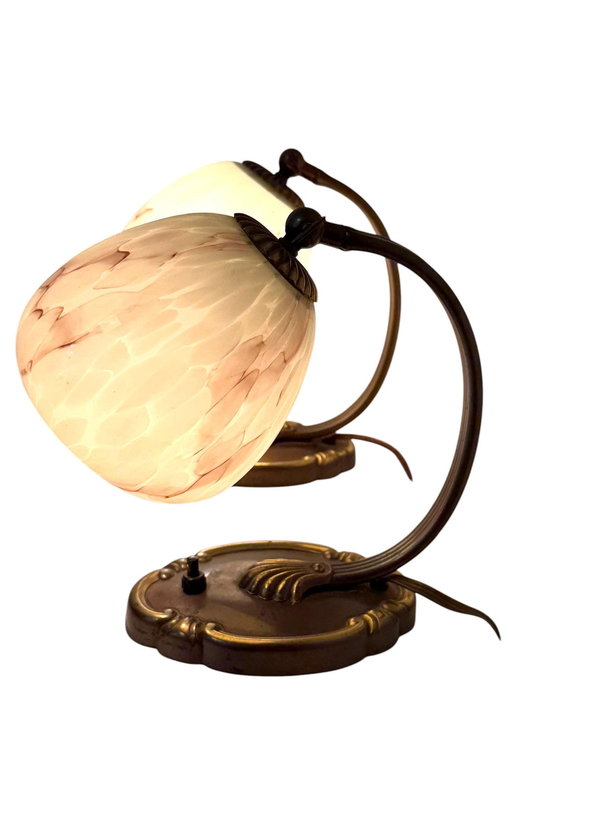 Set of deco  brass Bedside Lamps, 1930s opalin Glass Table Lamp ausema lights antique pair