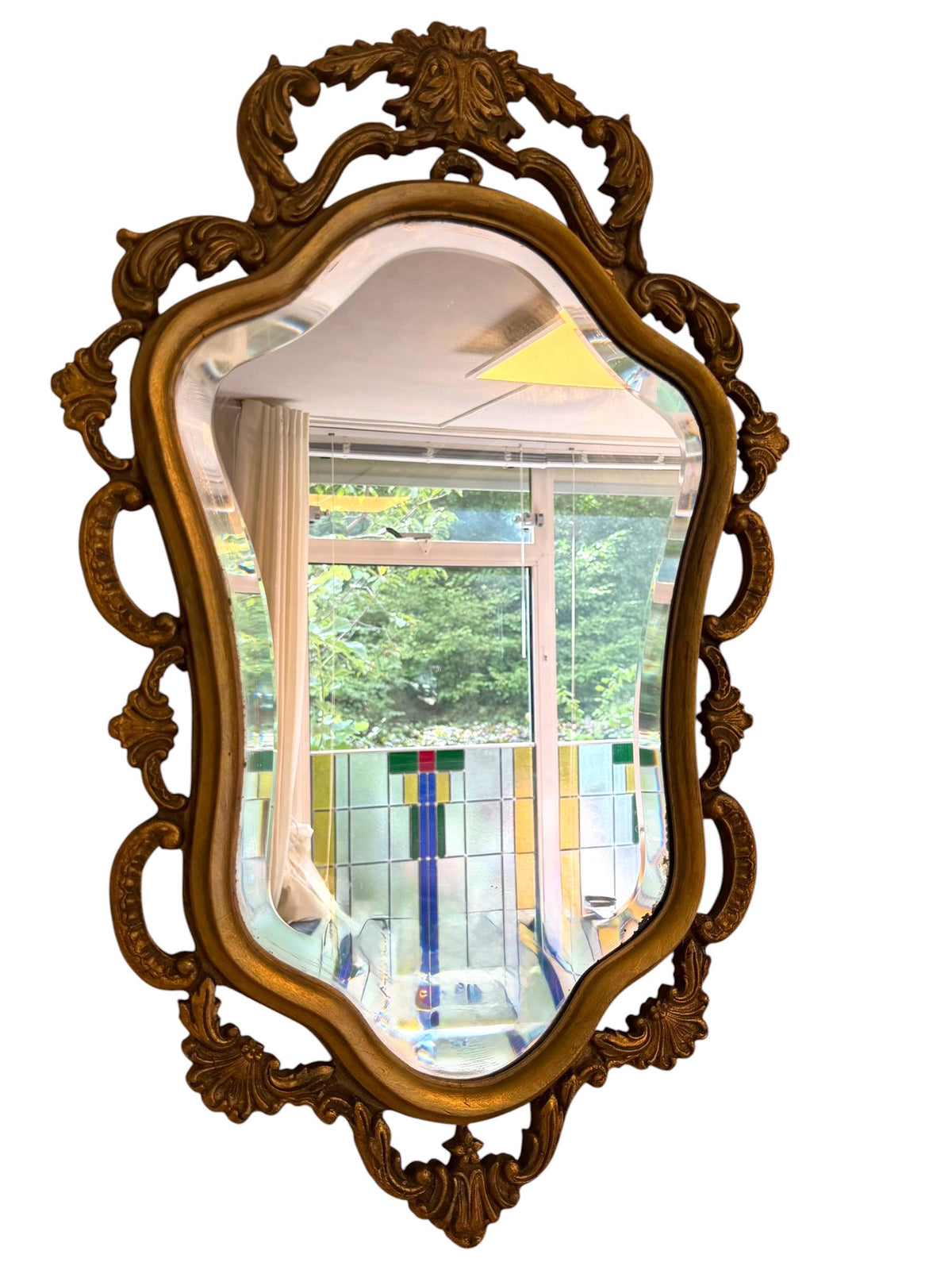 XL Art Nouveau period  Gold Gilt Antique Mirror, ca 1900-1920 furniture 74 cm
