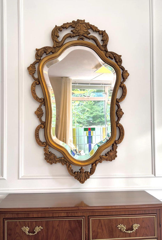 XL Art Nouveau period  Gold Gilt Antique Mirror, ca 1900-1920 furniture 74 cm