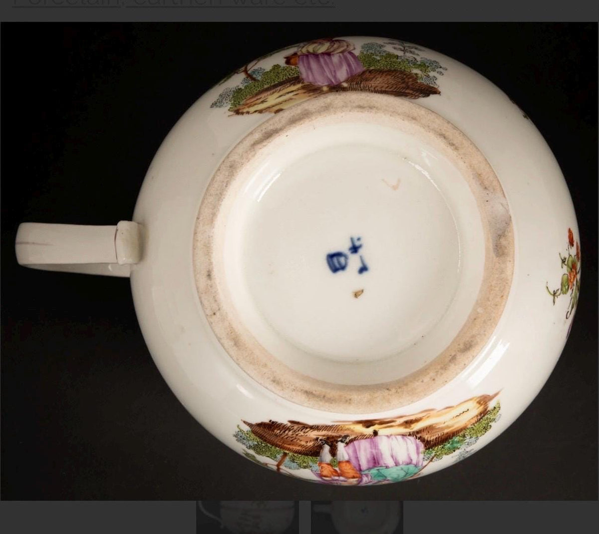 18th Century rare Vienna Porcelain Chamber Pot Alt Wien Hand Painted and Gilt pot, decorated with figures and flowers.