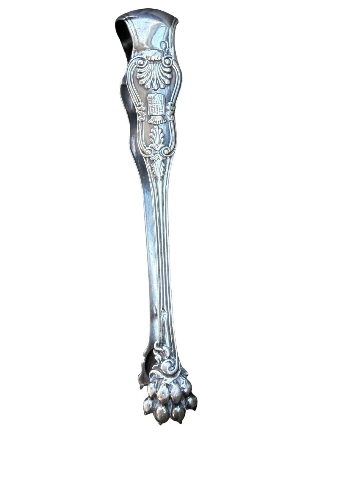 Antique French 1st Silver Sugar Tongs Pierre Queille Paris 1834 Coat of Arms of the Counts de Uribarren highclass aristocratic klauwtang