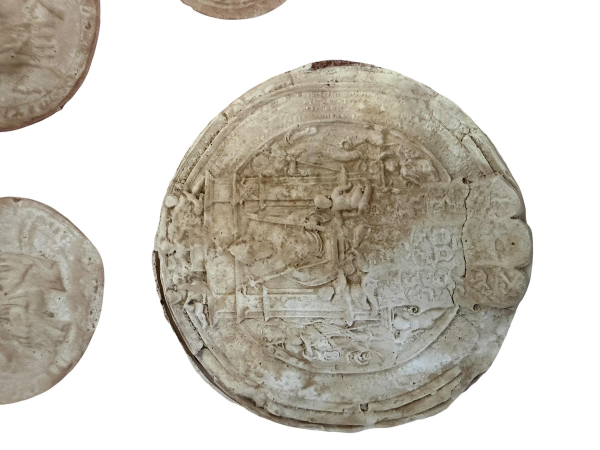 19th Century Plaster Casts of Medieval Wax Seals in Wooden Box – William II of Holland , antique sigillographic study collection