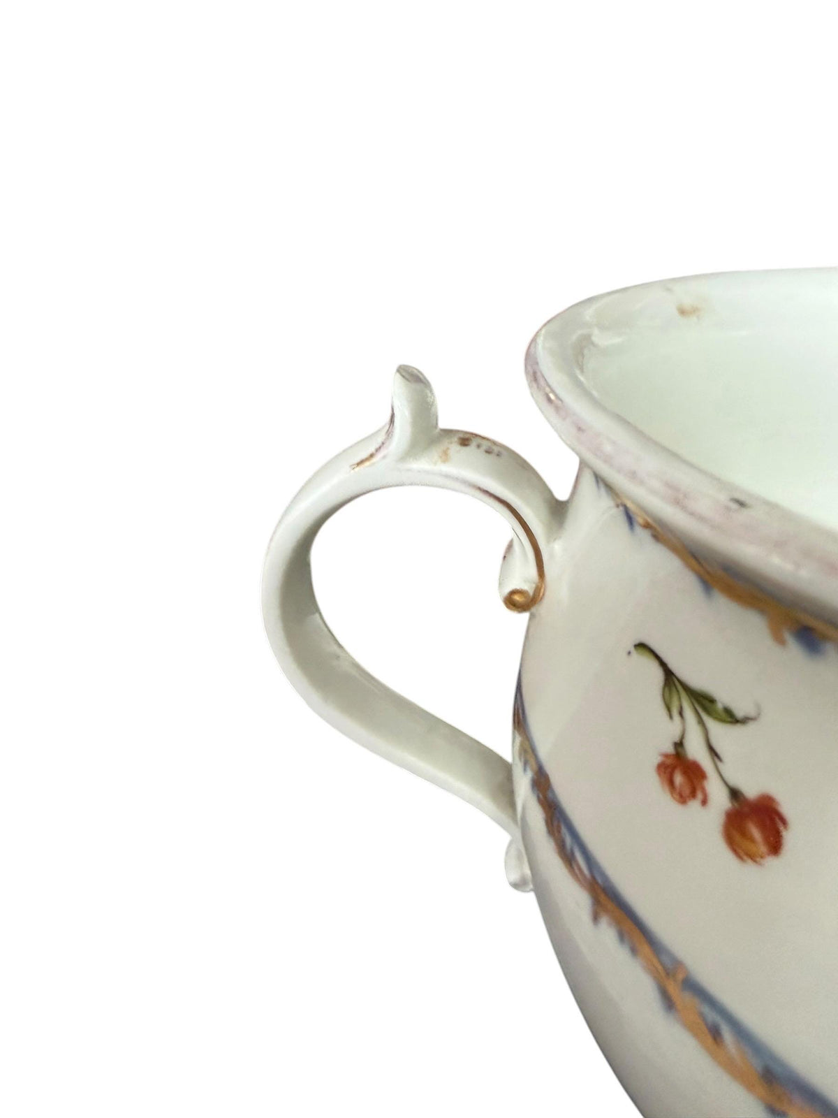 18th Century rare Vienna Porcelain Chamber Pot Alt Wien Hand Painted and Gilt pot, decorated with figures and flowers.