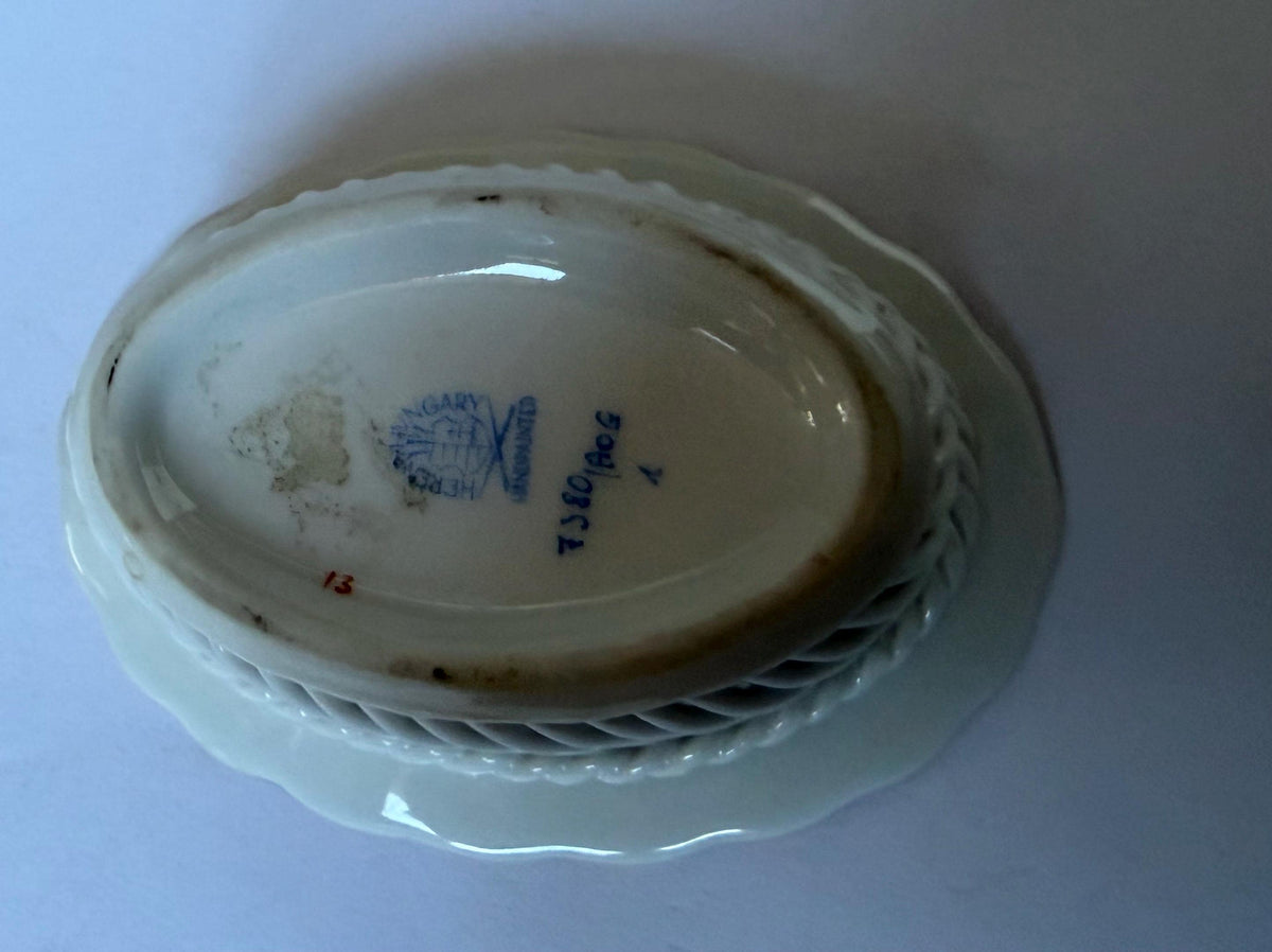 Herend Hungary Openwork Baskets, Apponyi Red Floral Design tableware