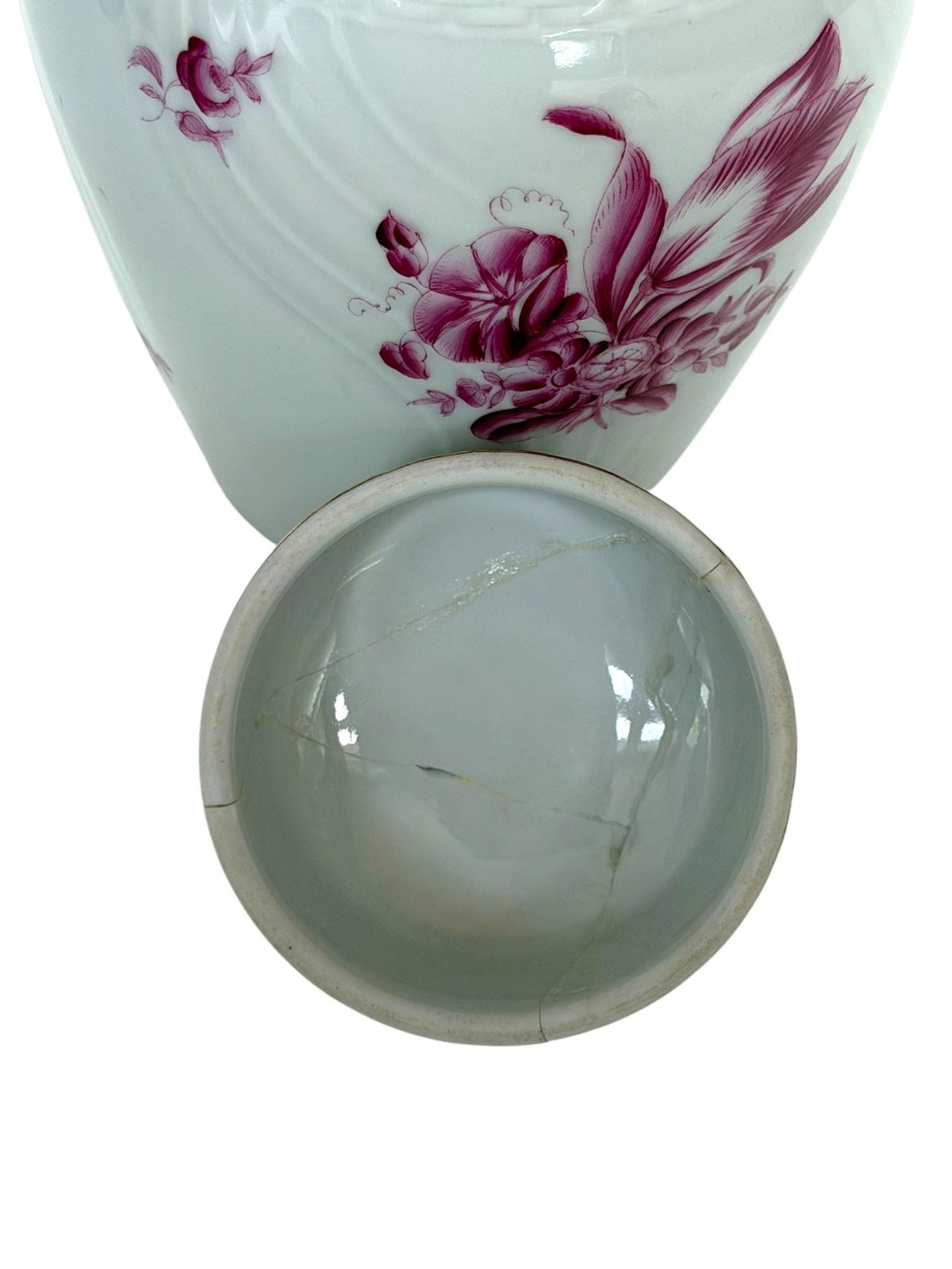 Herend Hungary Porcelain Ginger Jar, Pink Floral Decor, Rose Finial, Lidded Vase, 22 cm