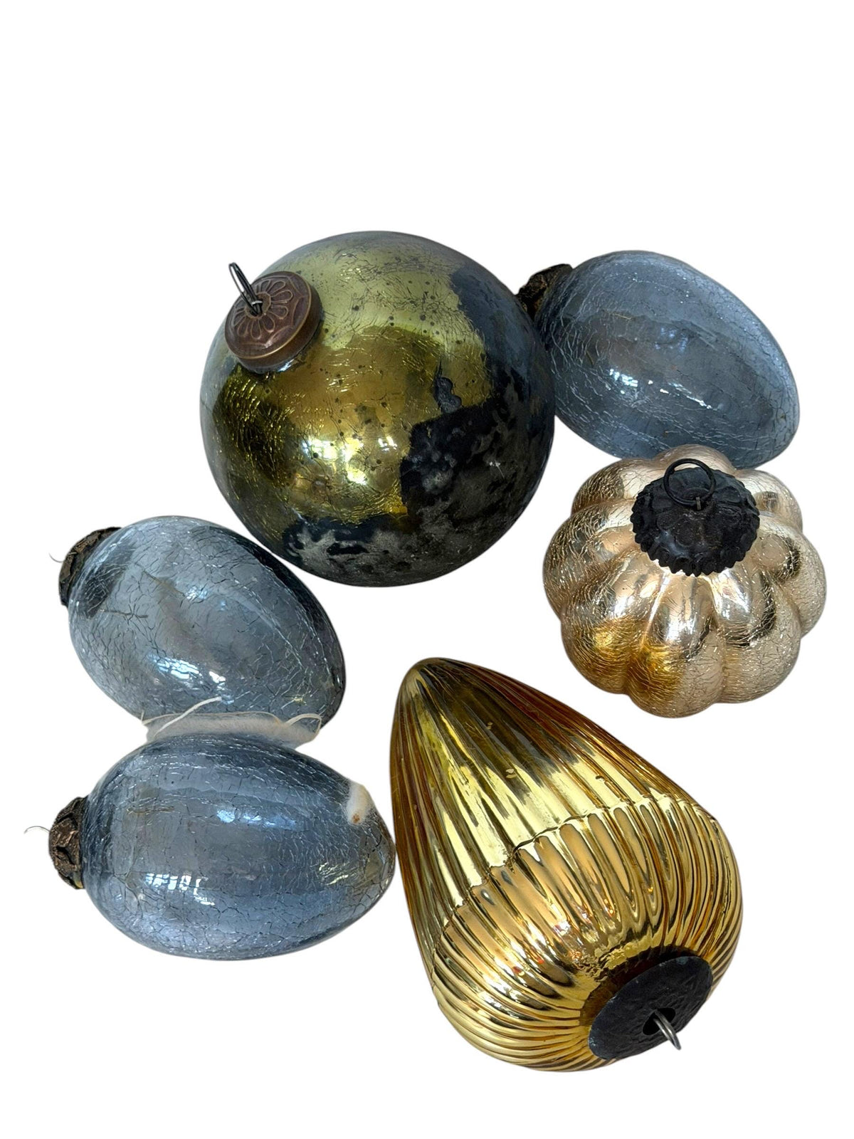 Set of 6 Antique Heavy Glass murano Christmas Baubles bola del vidro