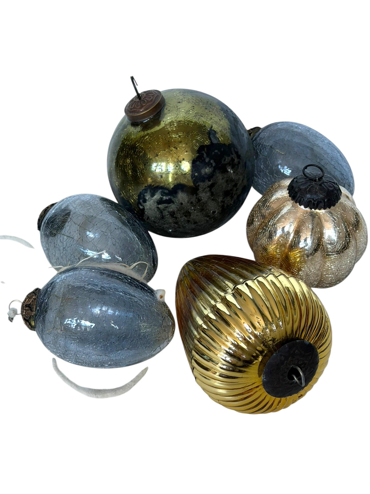 Set of 6 Antique Heavy Glass murano Christmas Baubles bola del vidro