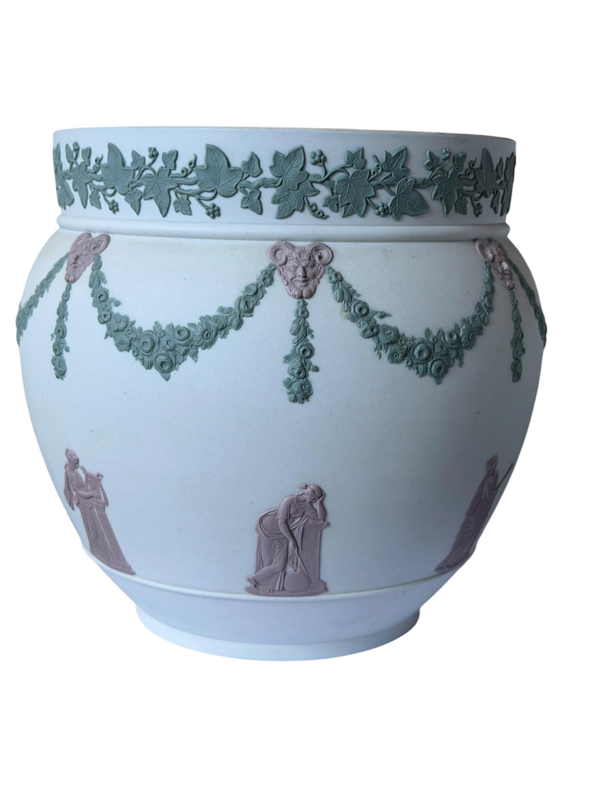 19th Century Wedgwood Large Tricolor Jasperware Jardinière Neoclassical Planter, rare exclusive, ca 1870