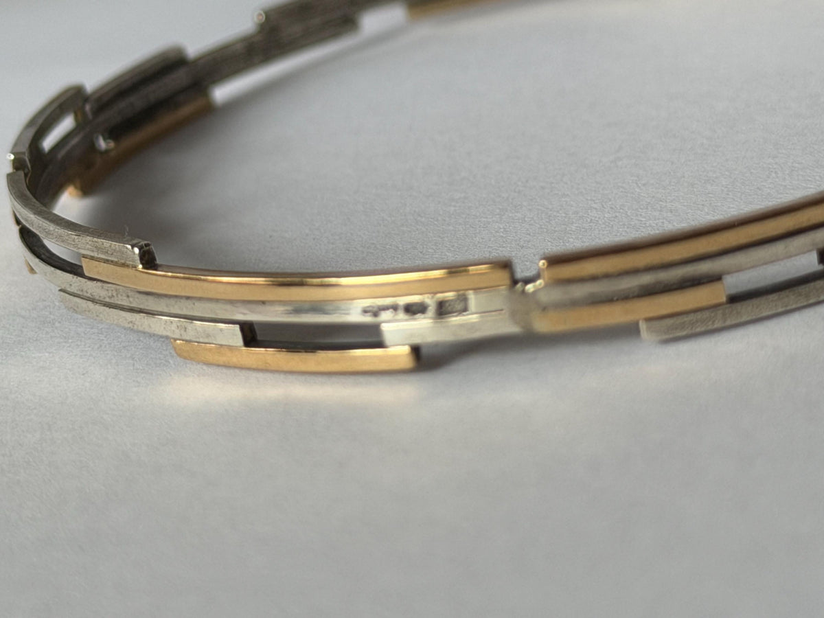 Willem Boers - Modernist Bracelet, Solid 14K Gold plus 835 solid silver, exceptional Dutch Designer Jewelry from the Netherlands schoonhoven
