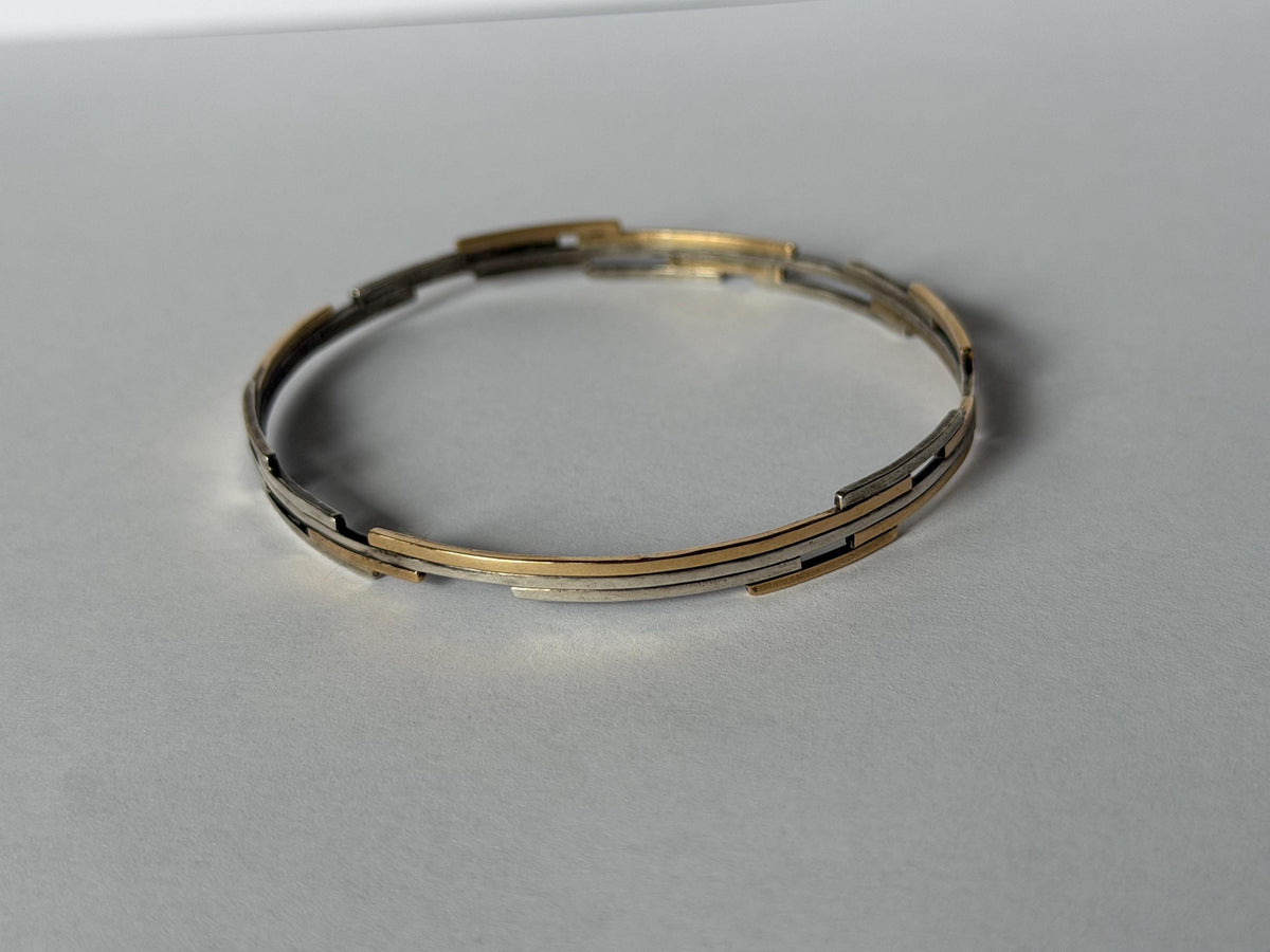 Willem Boers - Modernist Bracelet, Solid 14K Gold plus 835 solid silver, exceptional Dutch Designer Jewelry from the Netherlands schoonhoven