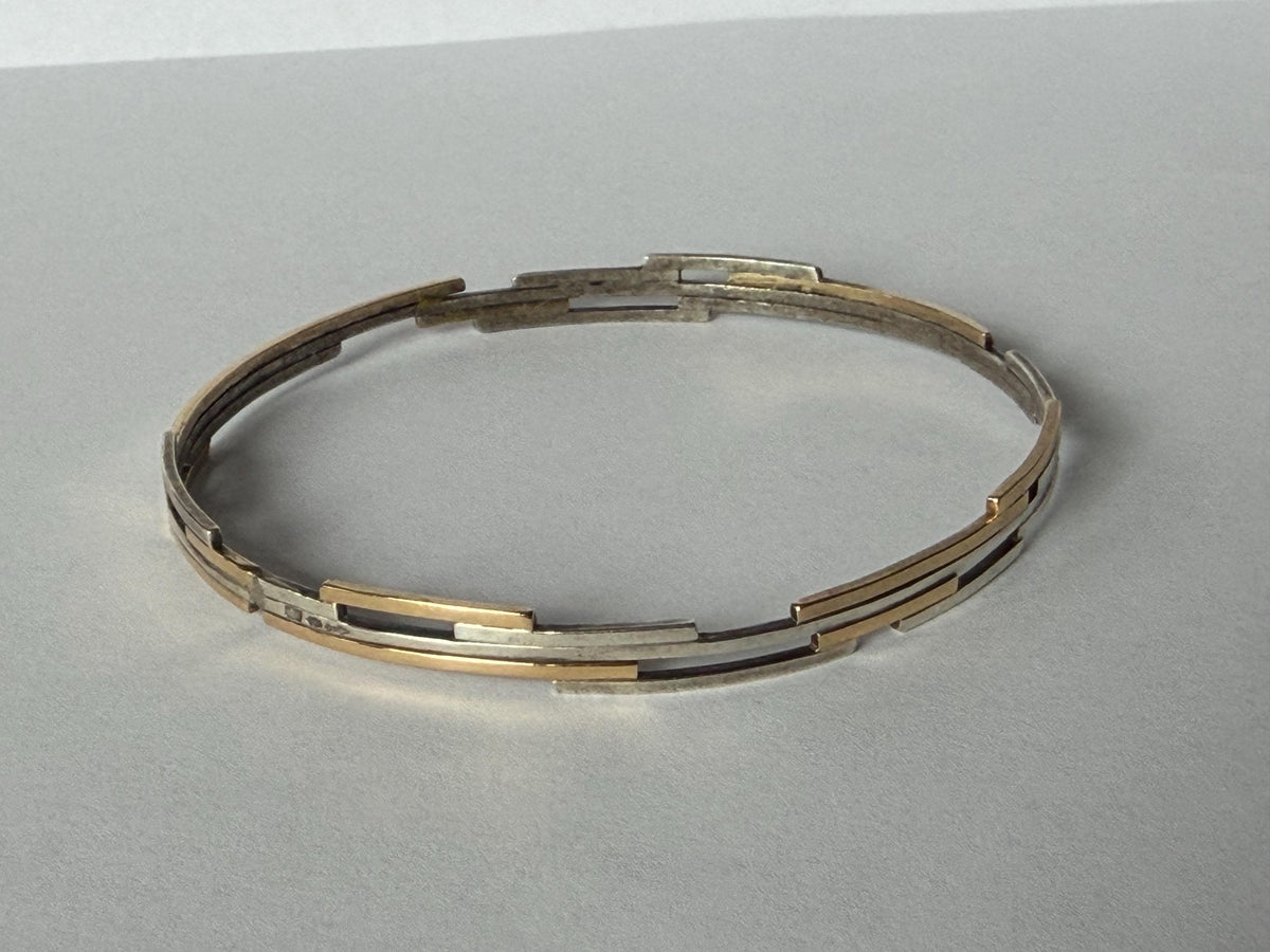 Willem Boers - Modernist Bracelet, Solid 14K Gold plus 835 solid silver, exceptional Dutch Designer Jewelry from the Netherlands schoonhoven