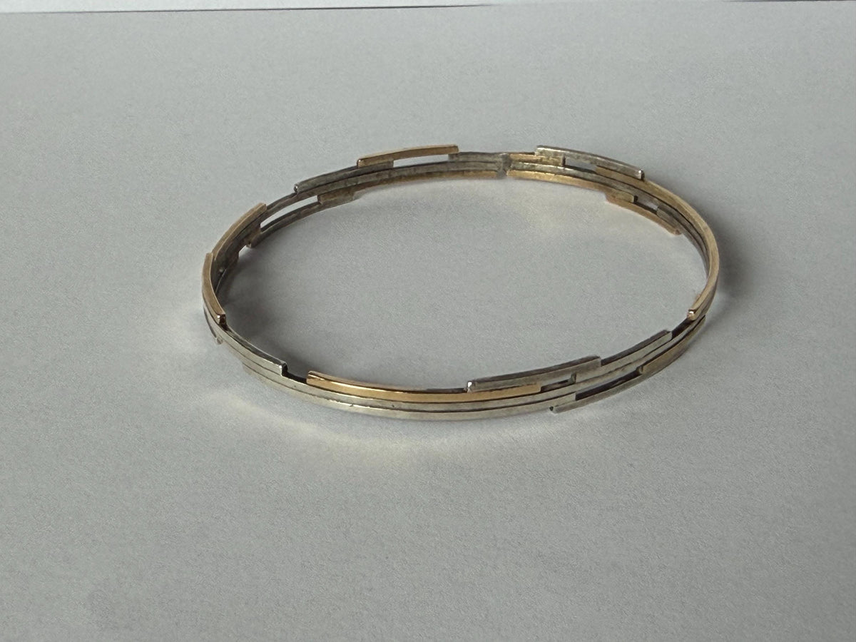 Willem Boers - Modernist Bracelet, Solid 14K Gold plus 835 solid silver, exceptional Dutch Designer Jewelry from the Netherlands schoonhoven