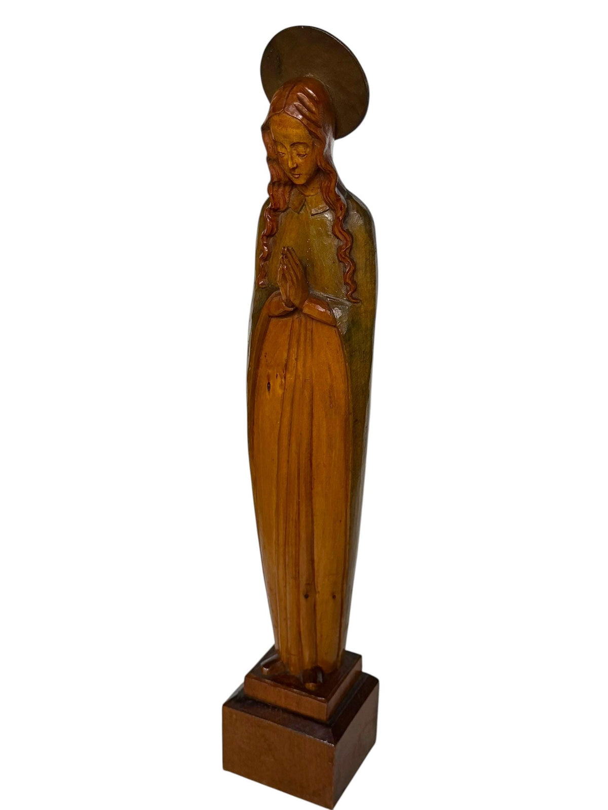 German Carved Wooden Madonna Virgin Mary Sculpture 1920s 1930s Religious Statue
