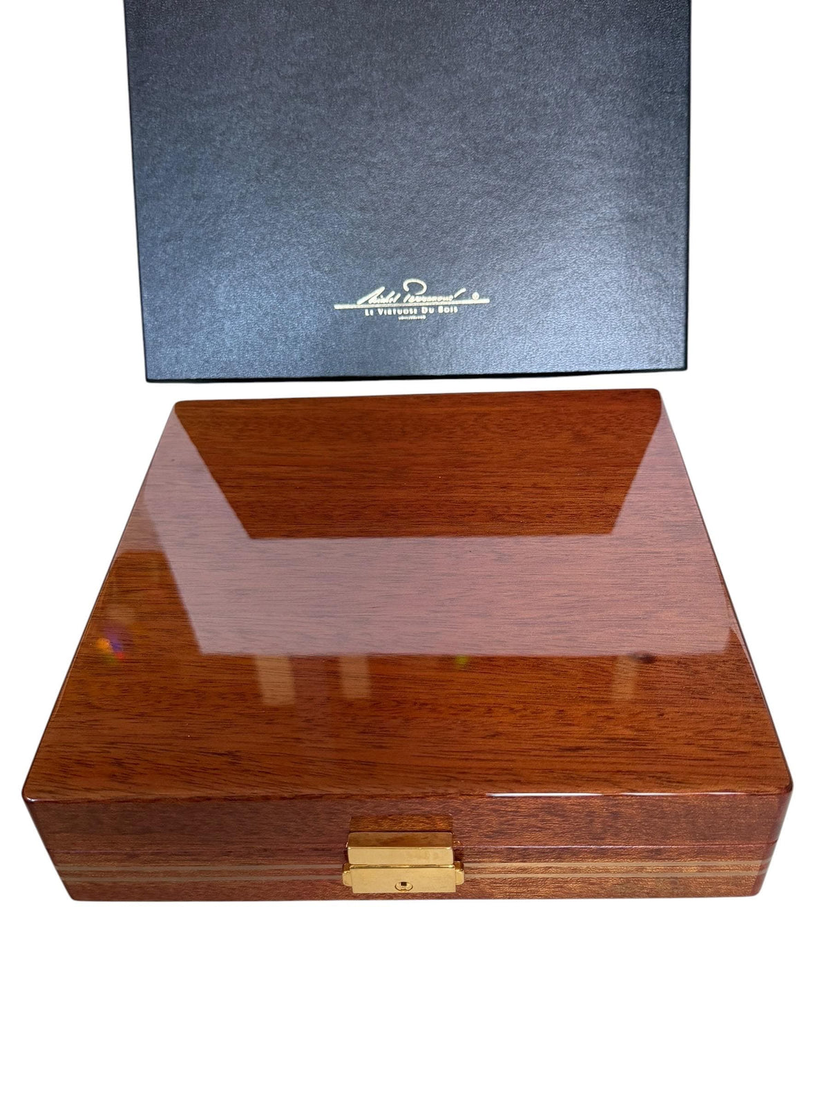Vintage Michel Perrenoud Swiss Mahogany Cigar travel Humidor Le Virtuose du Bois Original Box