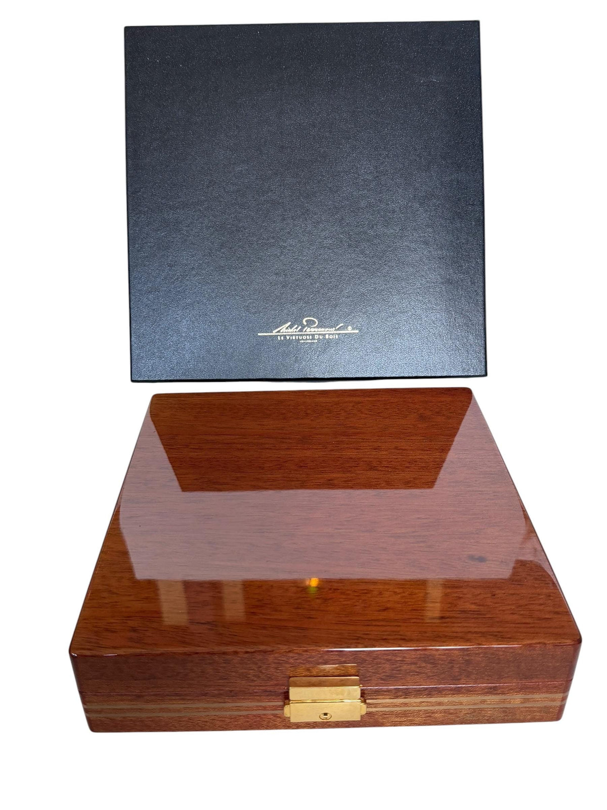 Vintage Michel Perrenoud Swiss Mahogany Cigar travel Humidor Le Virtuose du Bois Original Box