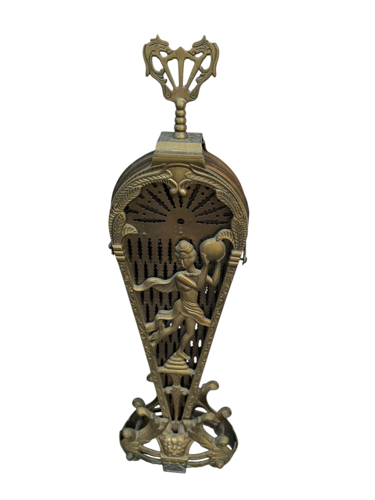 Antique Victorian Brass Peacock Fan Fireplace Screen, 19th Century, perfect pauwen fan scherm
