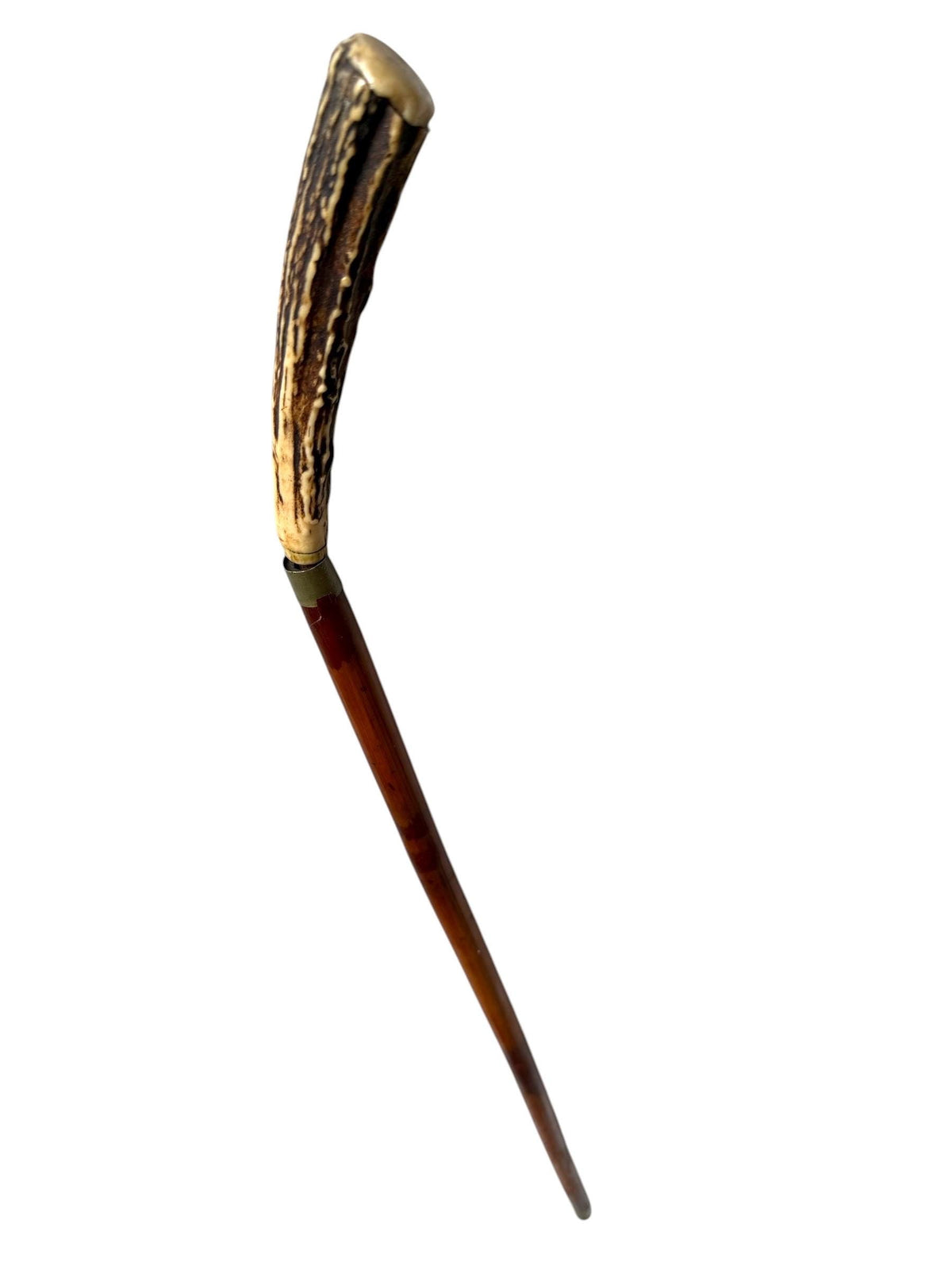 antique cane Bavarian  with solingen inside walking stick with deer antlers, european collection, flannel stick. Hunting stick