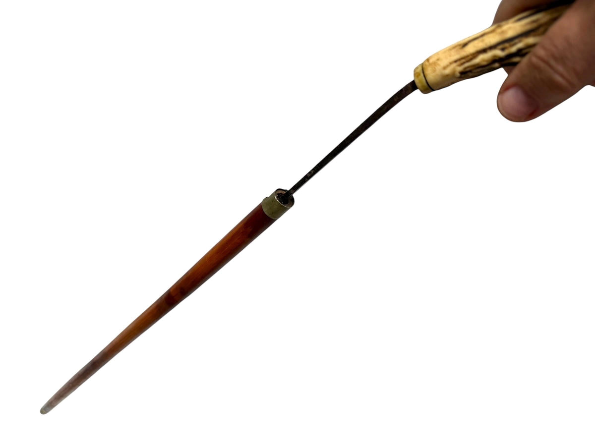 antique cane Bavarian  with solingen inside walking stick with deer antlers, european collection, flannel stick. Hunting stick