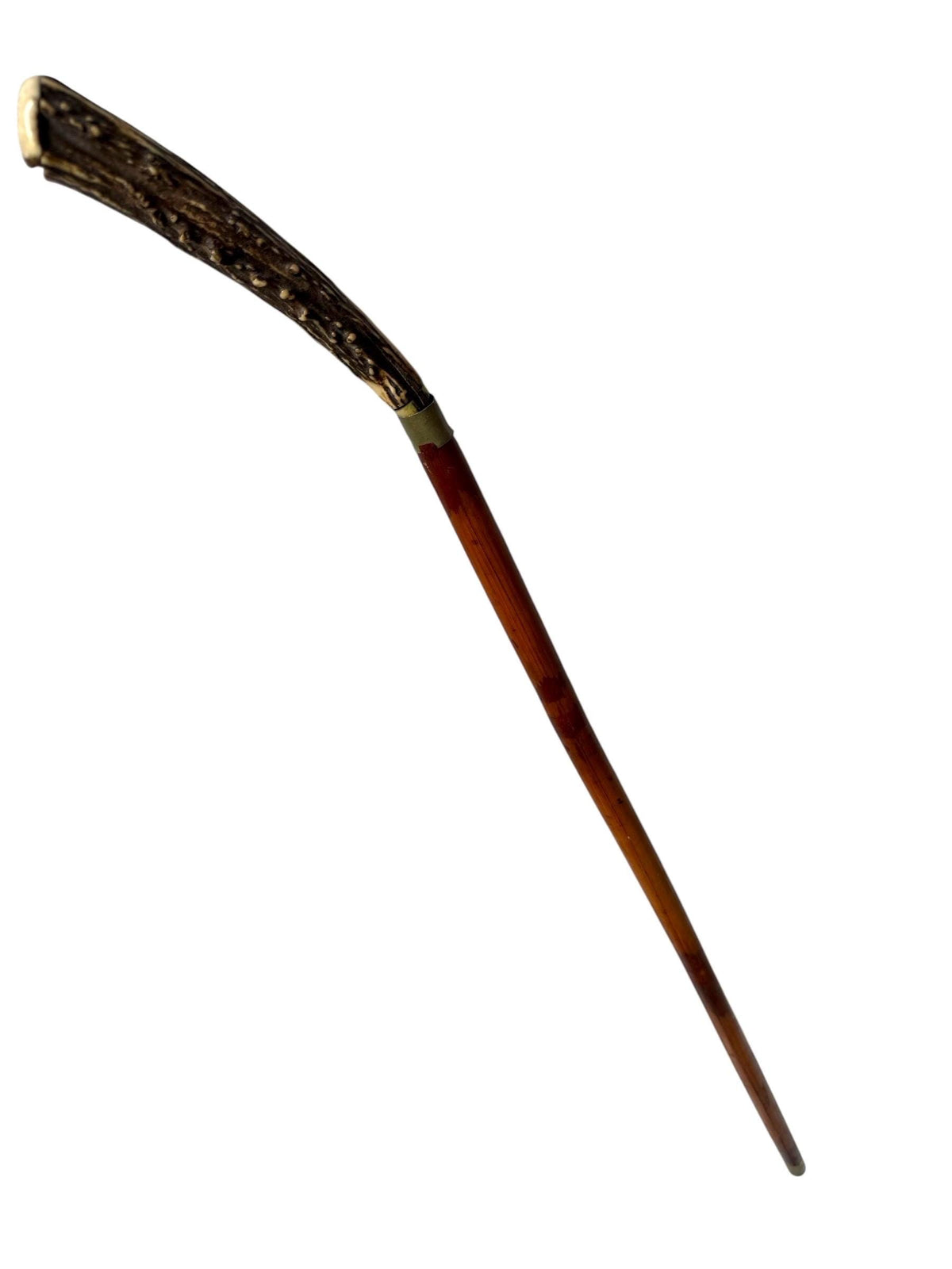antique cane Bavarian  with solingen inside walking stick with deer antlers, european collection, flannel stick. Hunting stick