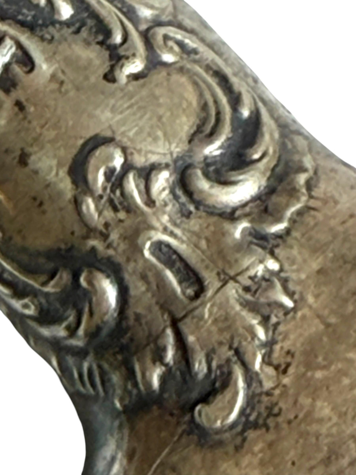 antique walking cane stick with  silver, marked, european collection, gentlemen's flannel stick