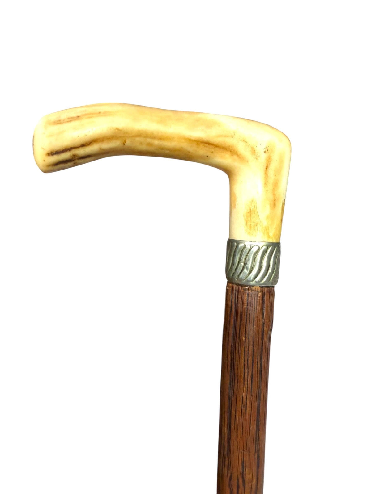antique walking cane stick with cow , european collection, gentlemen's flannel stick. Wandelstok