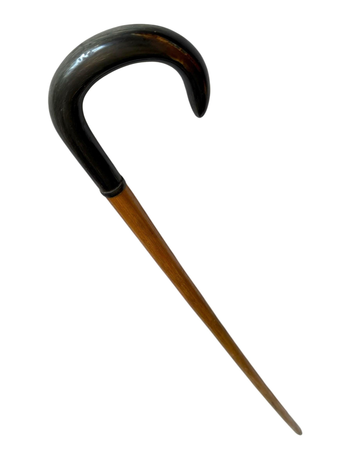 antique walking cane stick with deerhorn , european collection, gentlemen's flannel stick. Wandelstok