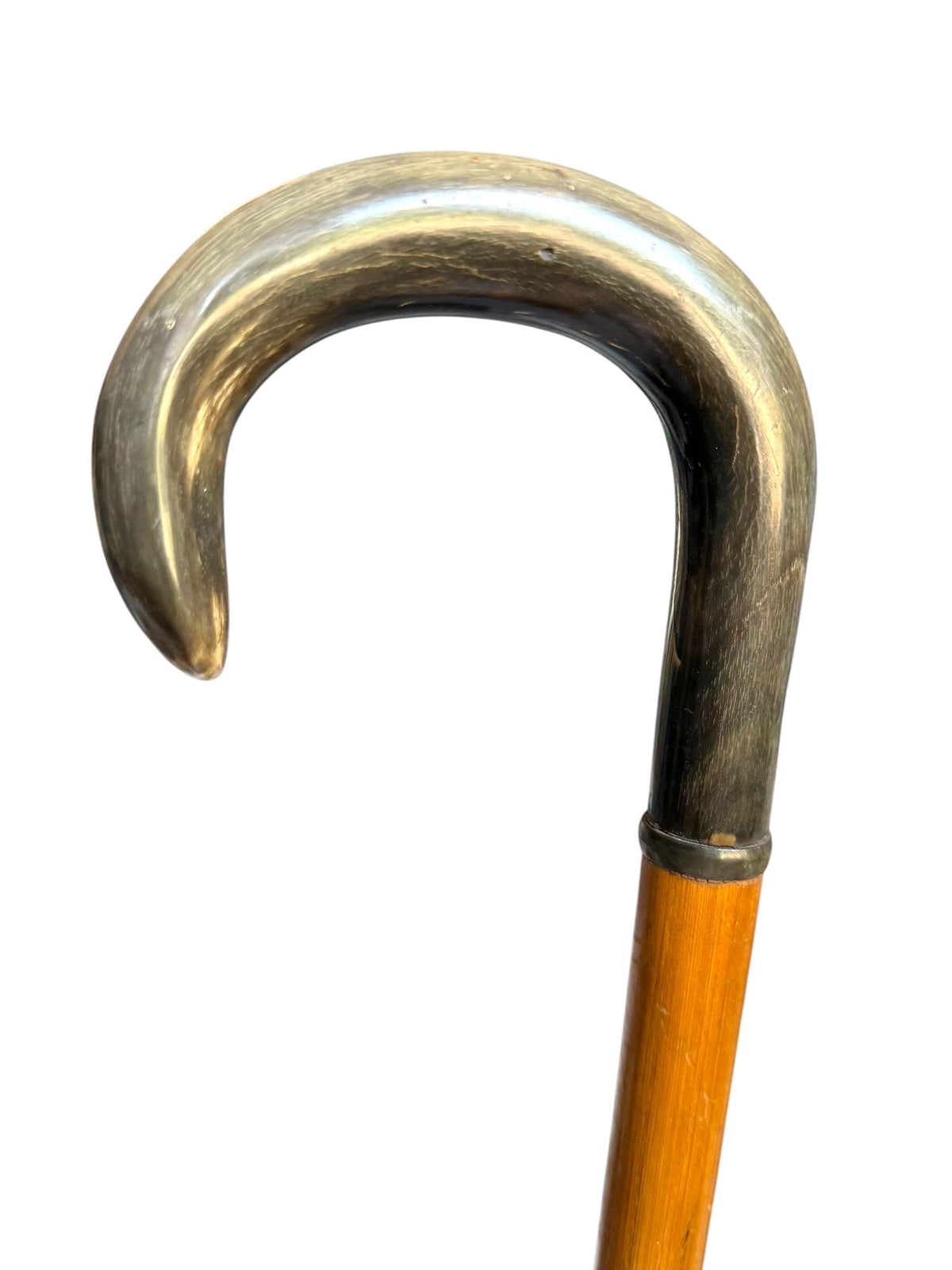 antique walking cane stick with deerhorn , european collection, gentlemen's flannel stick. Wandelstok