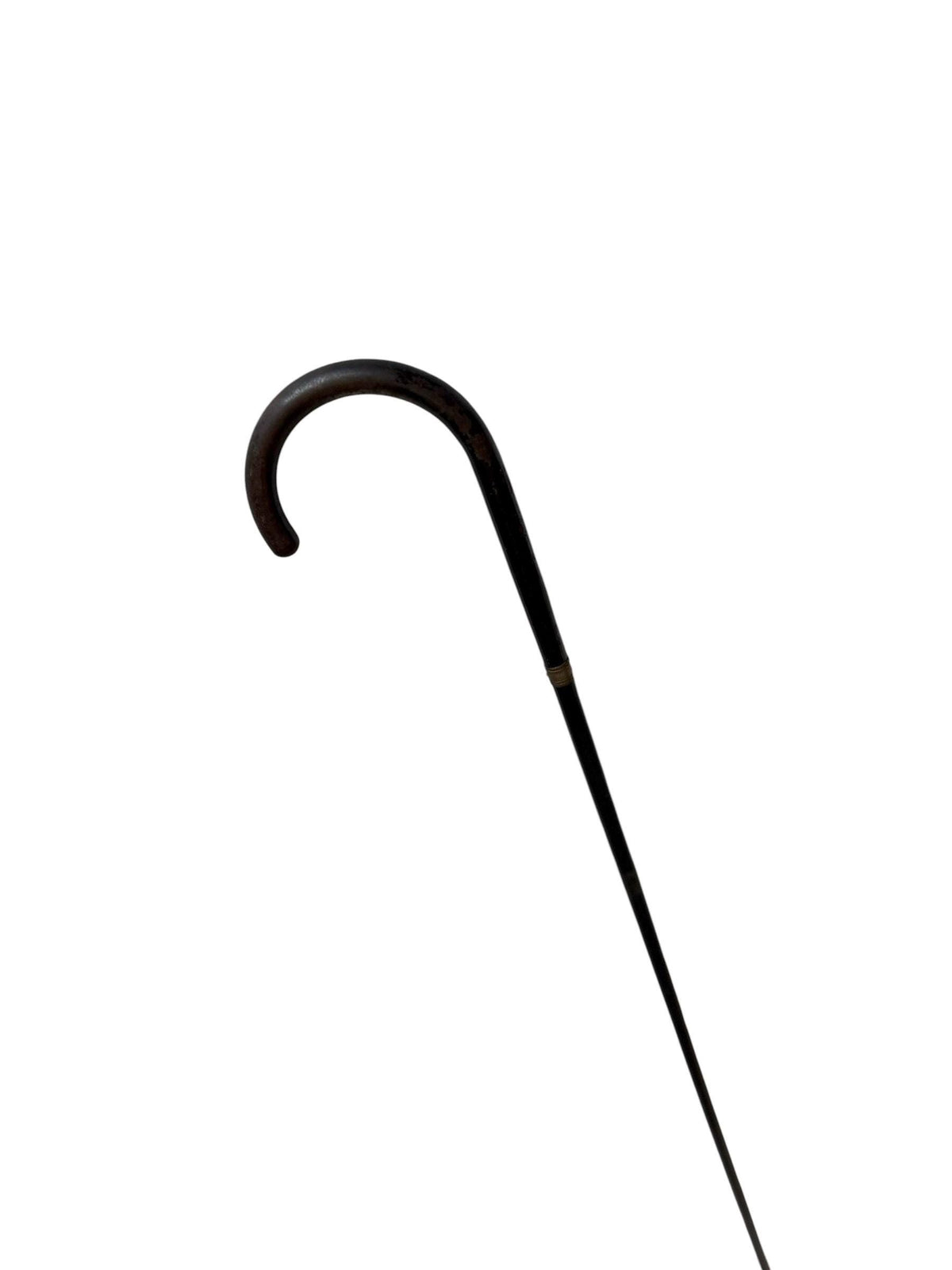 antique walking cane stick with  silvered, european collection, gentlemen's flannel stick
