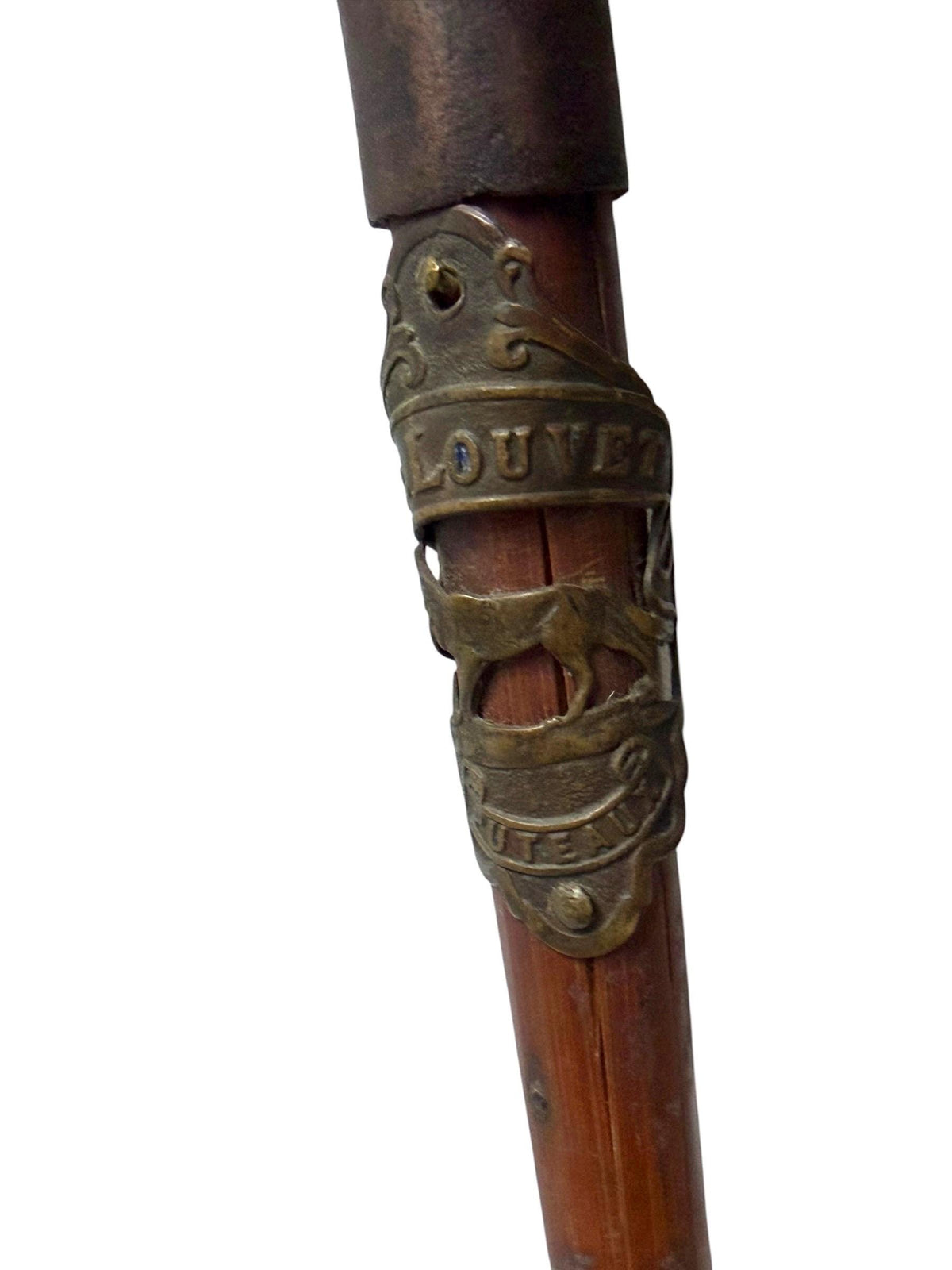 antique walking cane stick with cow , France, french european collection, gentlemen's flannel stick. Wandelstok