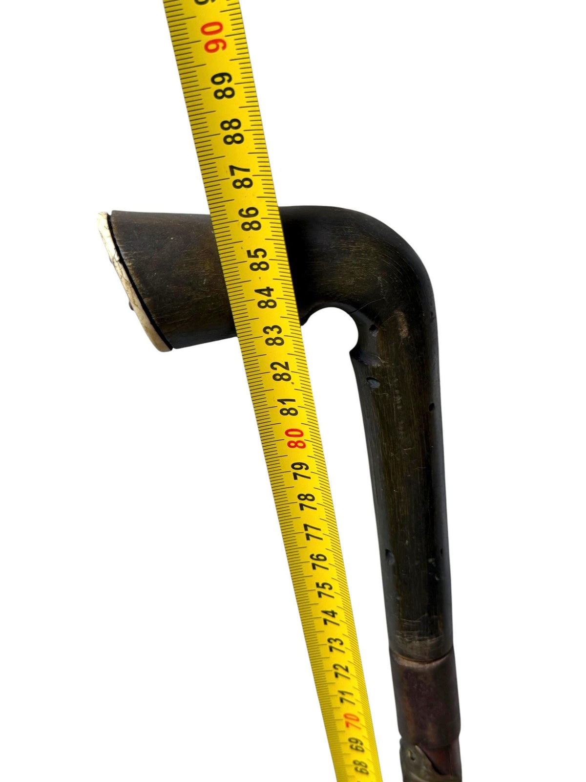 antique walking cane stick with cow , France, french european collection, gentlemen's flannel stick. Wandelstok