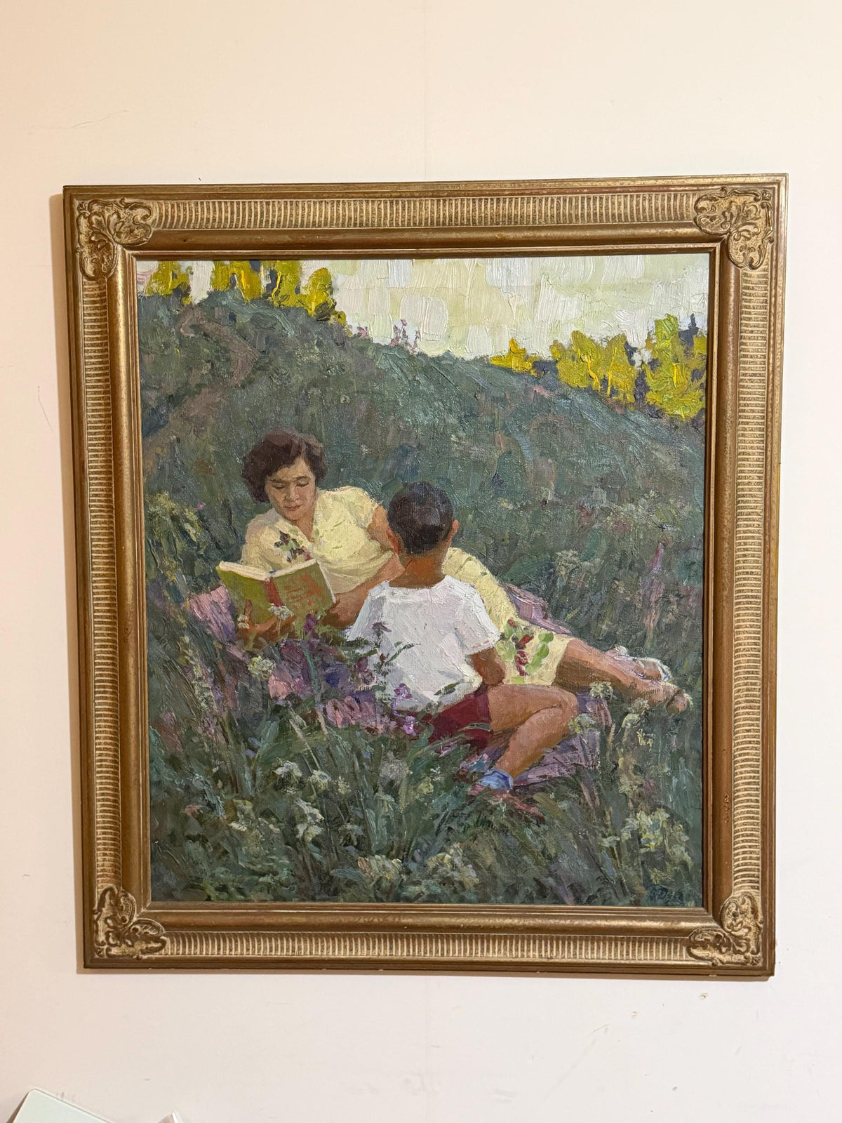 Gennadij Ivanovic Duchanov (1922–2009) – X Large oil painting. “Warm Evening”  - Soviet Realist Impressionist, 87 x 75 cm