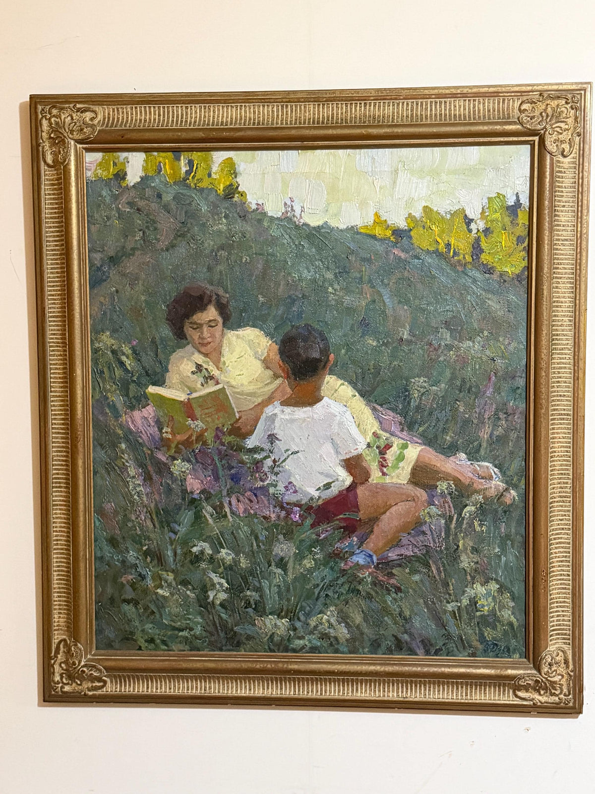 Gennadij Ivanovic Duchanov (1922–2009) – X Large oil painting. “Warm Evening”  - Soviet Realist Impressionist, 87 x 75 cm
