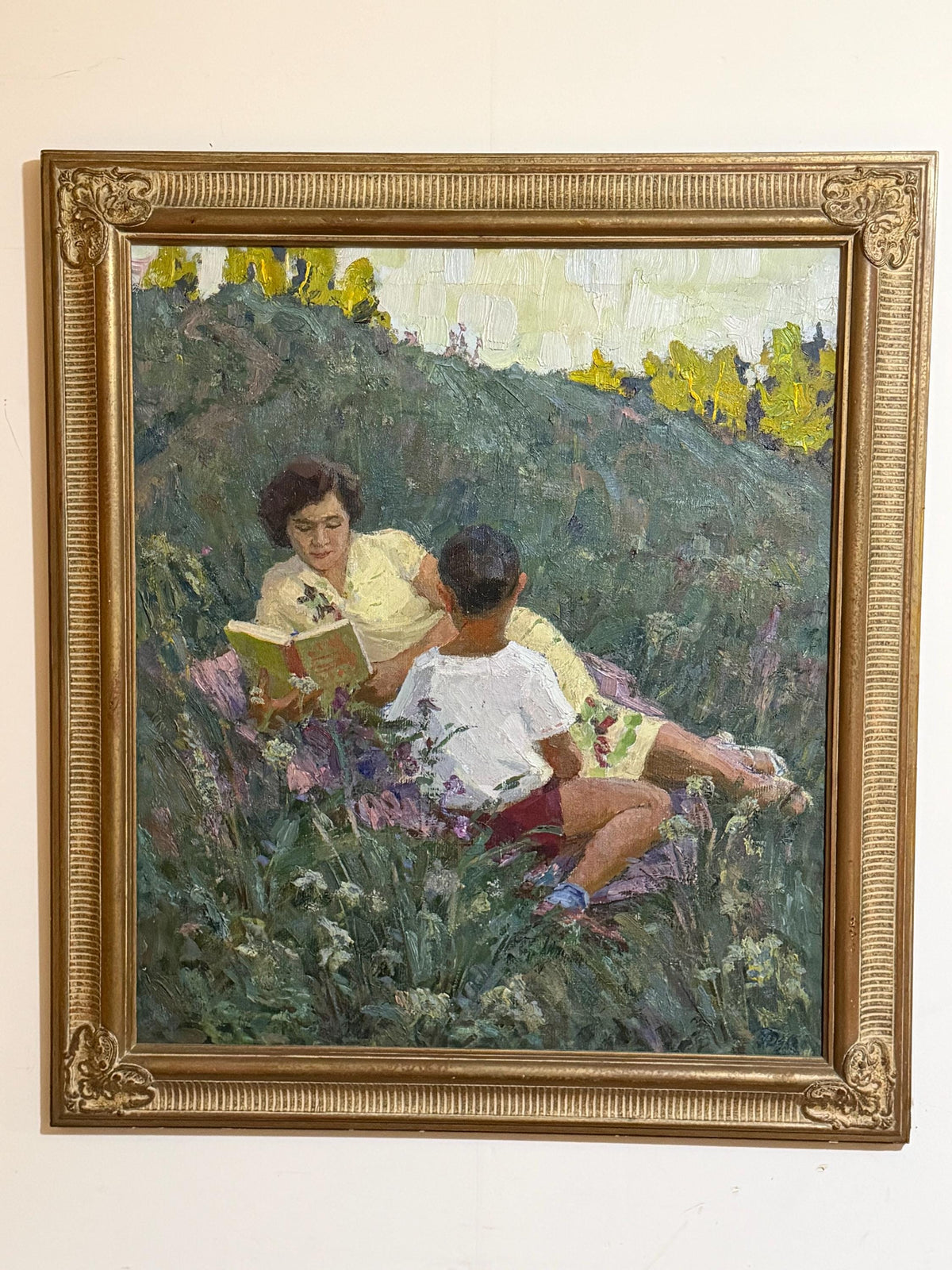 Gennadij Ivanovic Duchanov (1922–2009) – X Large oil painting. “Warm Evening”  - Soviet Realist Impressionist, 87 x 75 cm