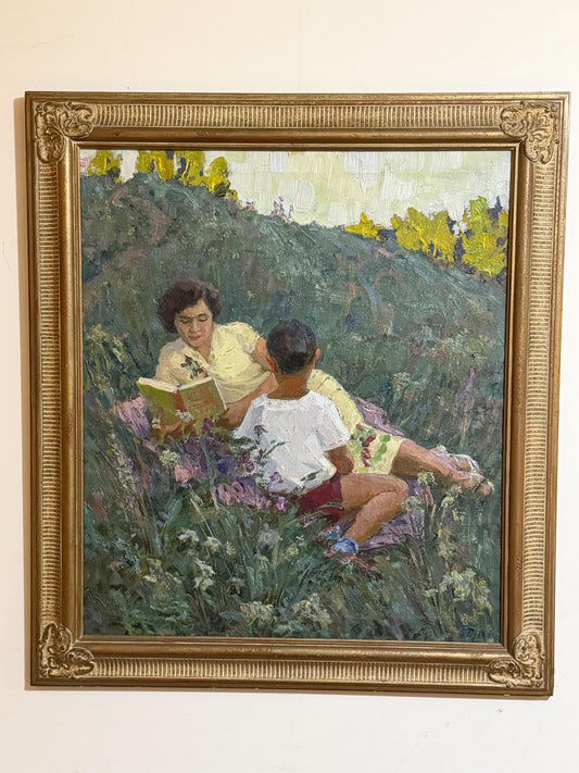Gennadij Ivanovic Duchanov (1922–2009) – X Large oil painting. “Warm Evening”  - Soviet Realist Impressionist, 87 x 75 cm