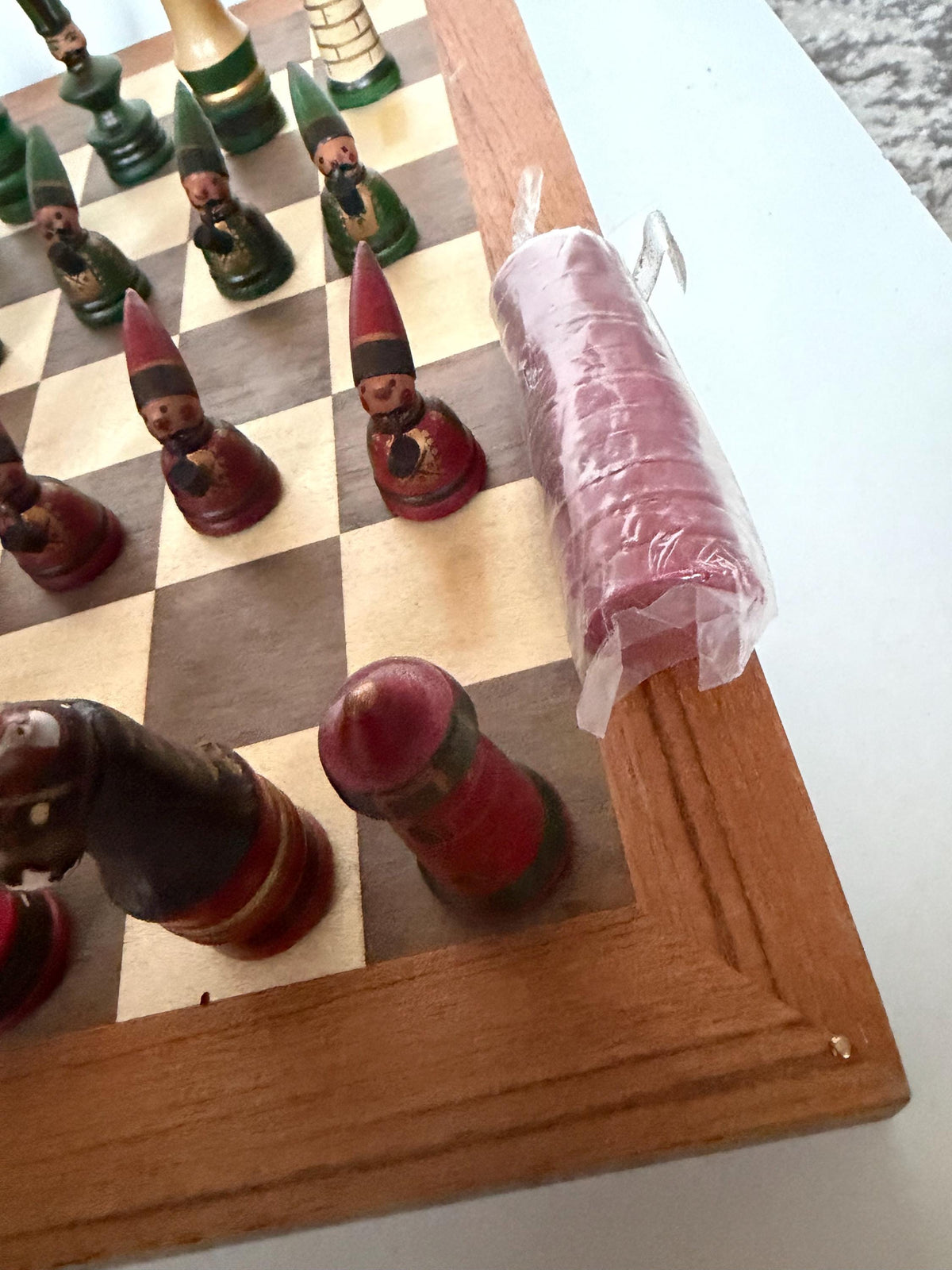 1960s Erzgebirge German Wooden Chess Set Hand Painted Folk Art Chess Checkers Complete Set also dammen and letterbak :) Nutcracker