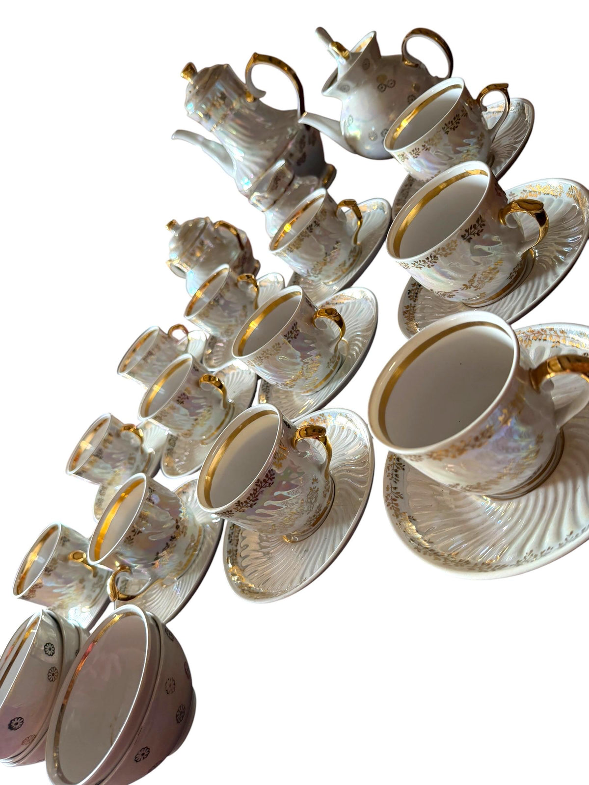 1910 - 1920s,  East Germany, Late Jugendstil Early Art Deco Iridescent Porcelain Tea Coffee Set – 36 Piece complete ddr antique service