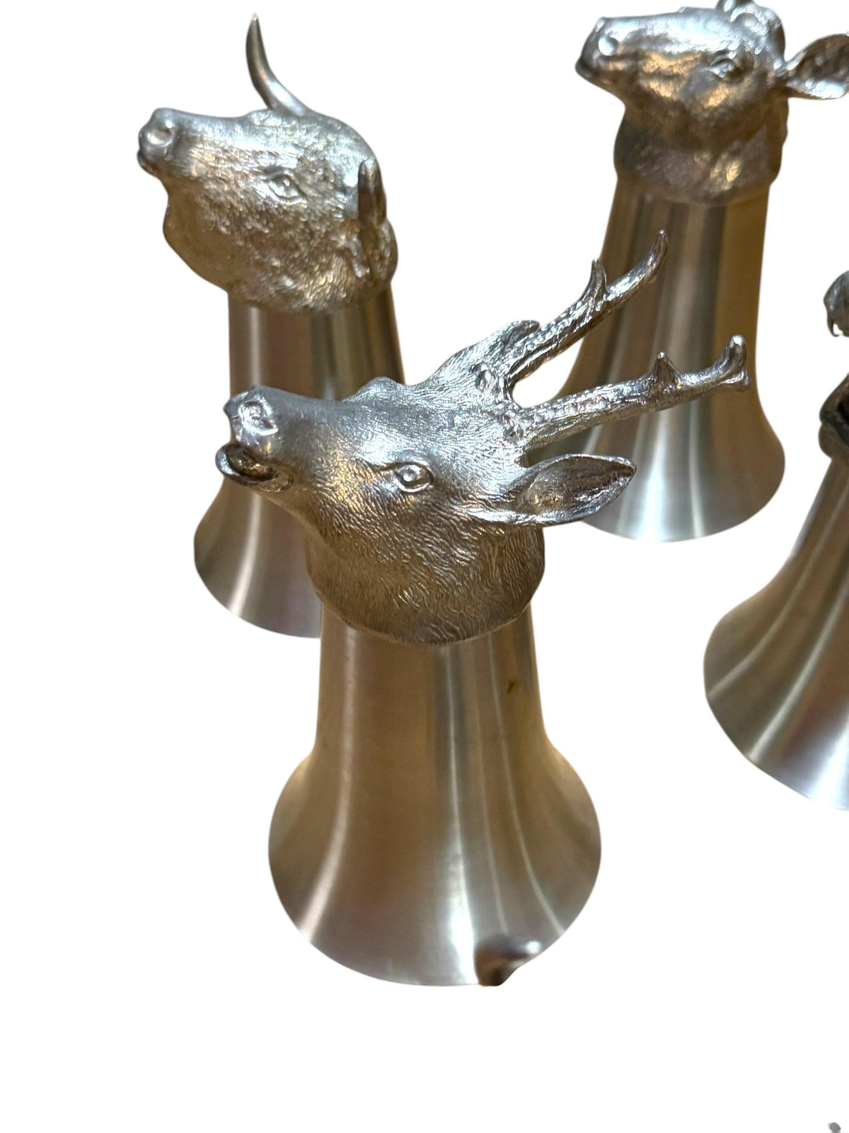 Italian Vintage Animal Head Hunting Cups complete  Set of 8, 1970s Stirrup Cups rare