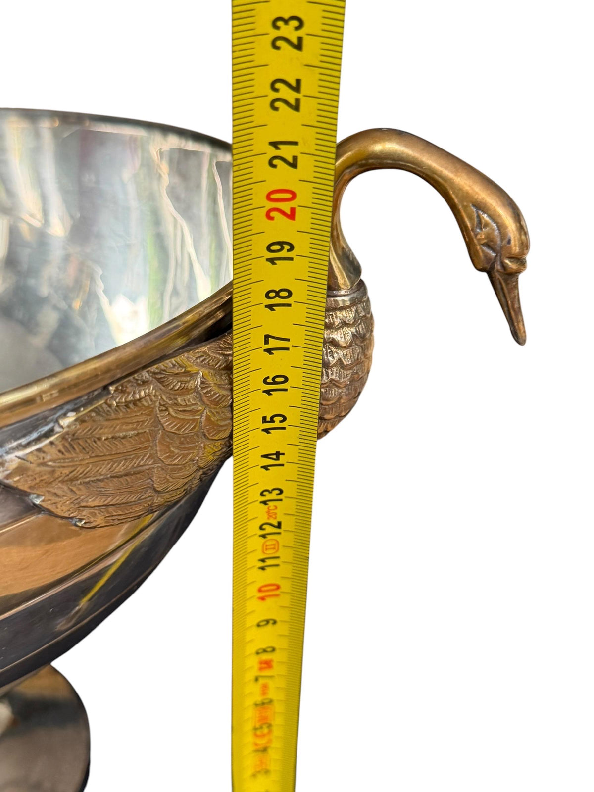 French silvered and Brass Champagne Bucket with Swan Handles - X Large Empire Style Wine Cooler – Taittinger Style  Ice – France c.1935–1940
