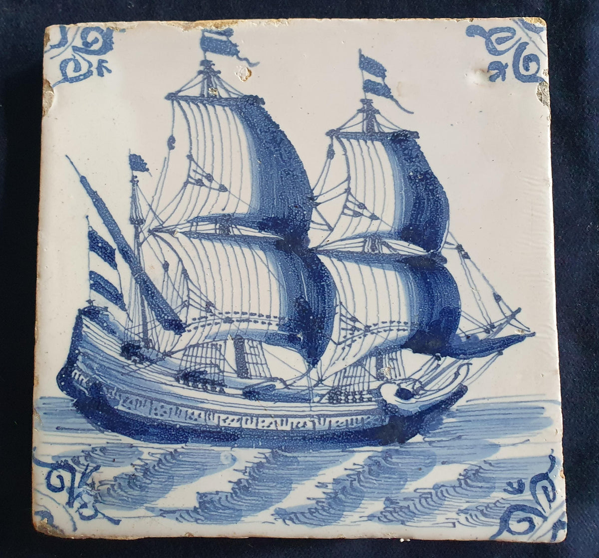 Delft tile was produced around 1660 in the Dutch city of Harlingen. around 1660 shiptile