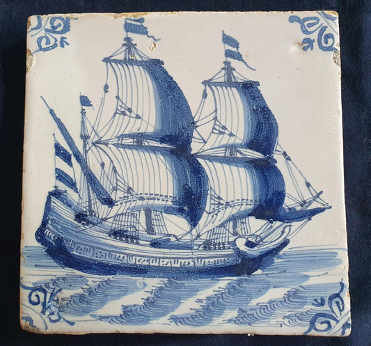 Delft tile was produced around 1660 in the Dutch city of Harlingen. around 1660 shiptile
