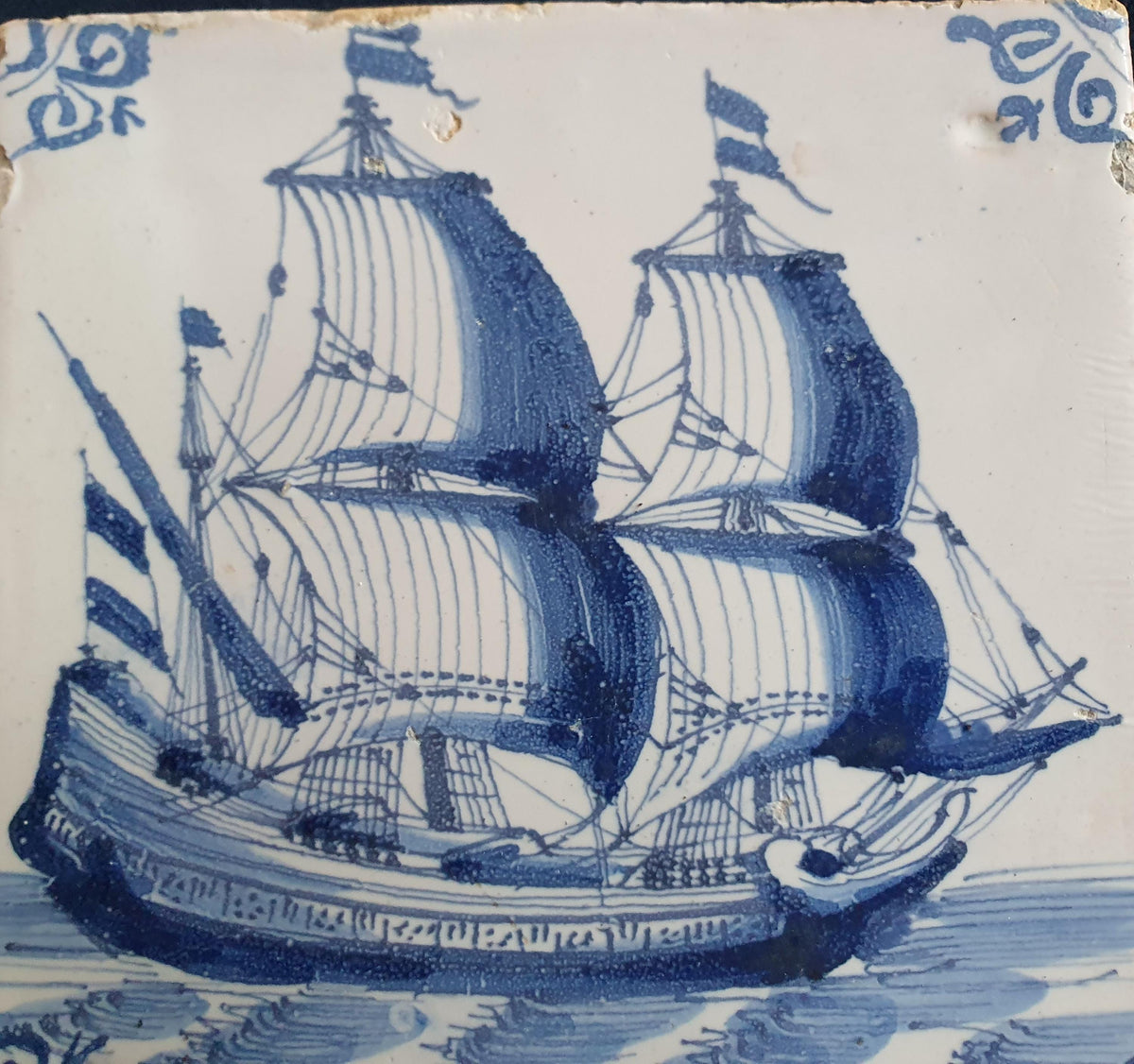 Delft tile was produced around 1660 in the Dutch city of Harlingen. around 1660 shiptile