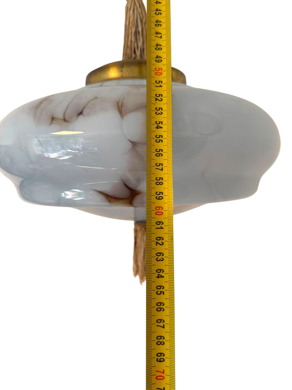Art deco pastel baby blue charleston ceiling Lamp with Opaline Glass, , c. 1920s  Ceiling lamp hanging , rod